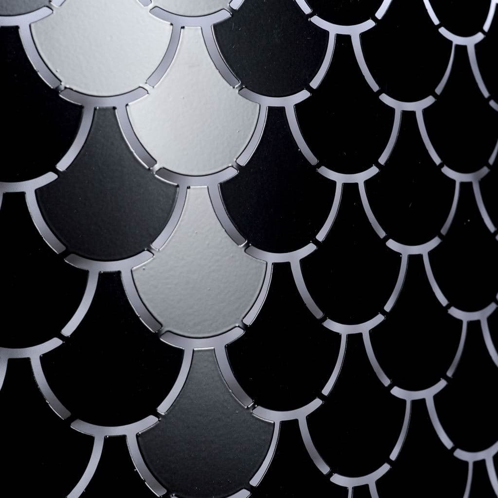 Brasseur I (26"x15") Charcoal Black Metal Fish Scale Three Bulb Chandelier — product photograph