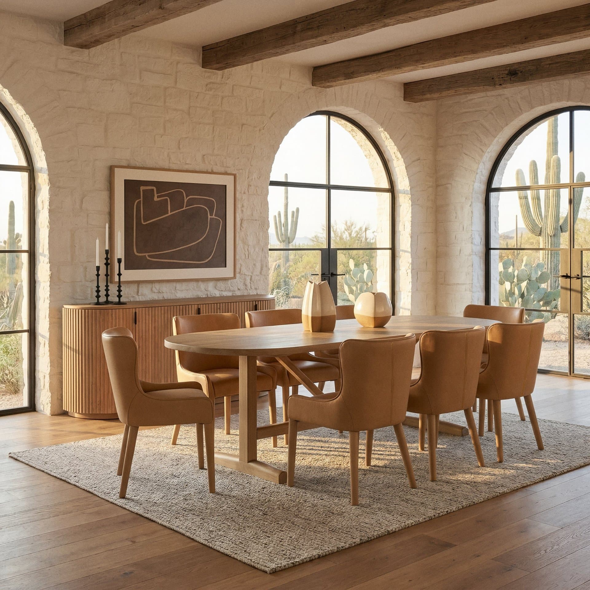 Viktor 94"L x 42"W Dining Table | Modern | Light Brown Wood | Seats 4 — product photograph