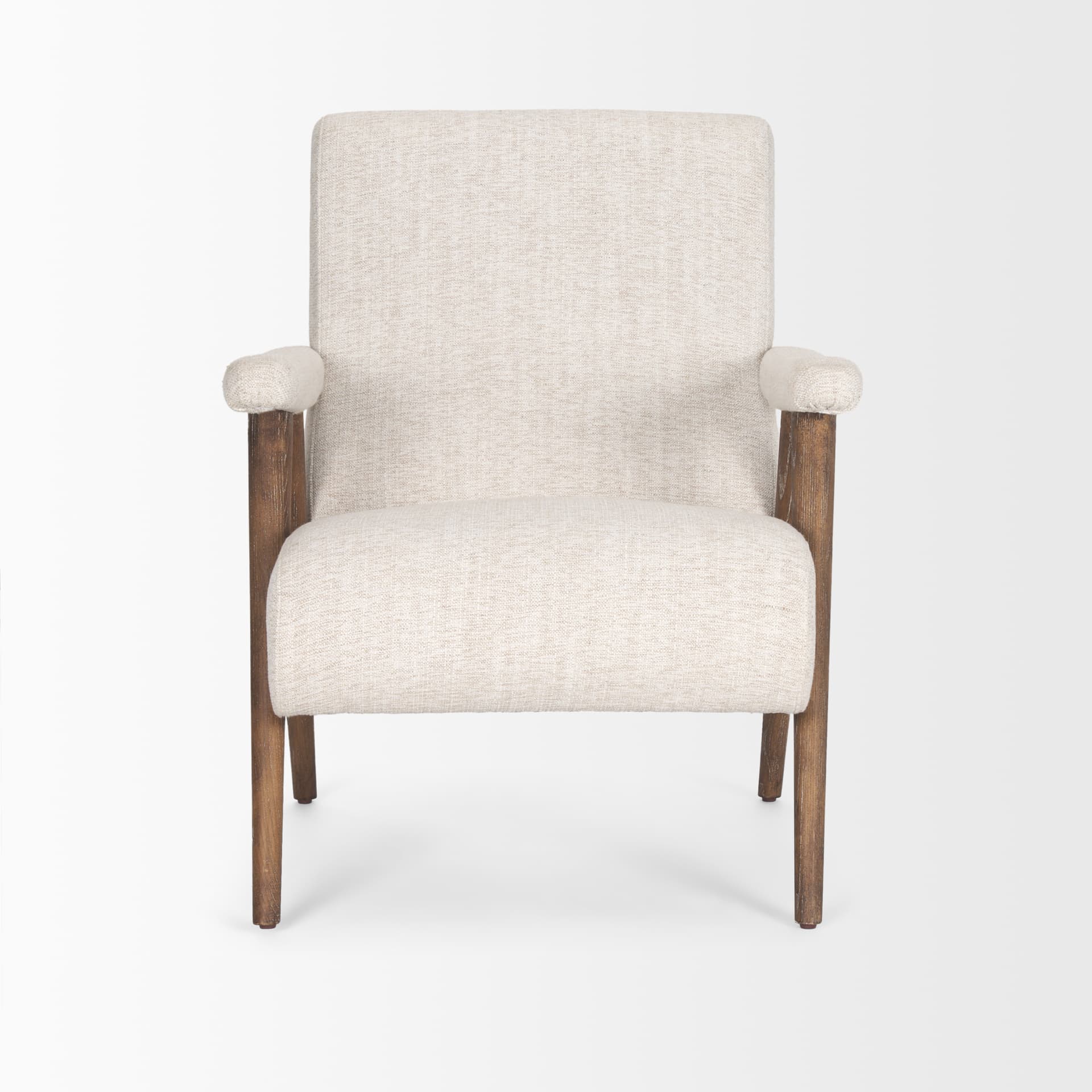 Nico Oatmeal Upholstered w/ Brown Wood Accent Chair — product photograph