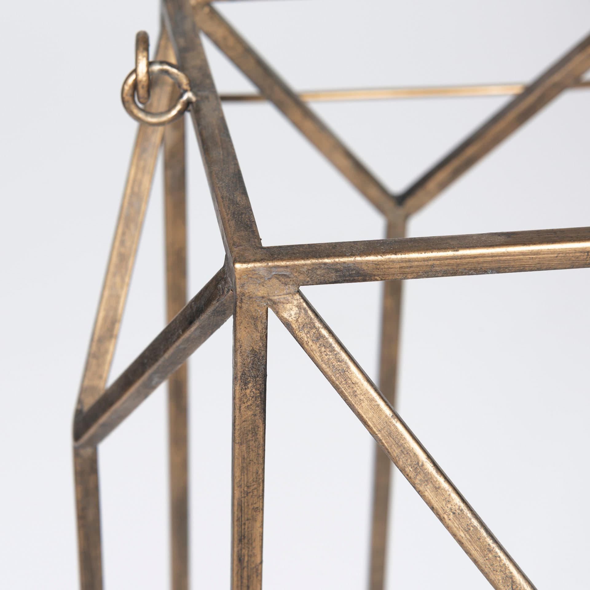 Ivy Large Gold Metal Geometric Cage Candle Holder Lantern — product photograph