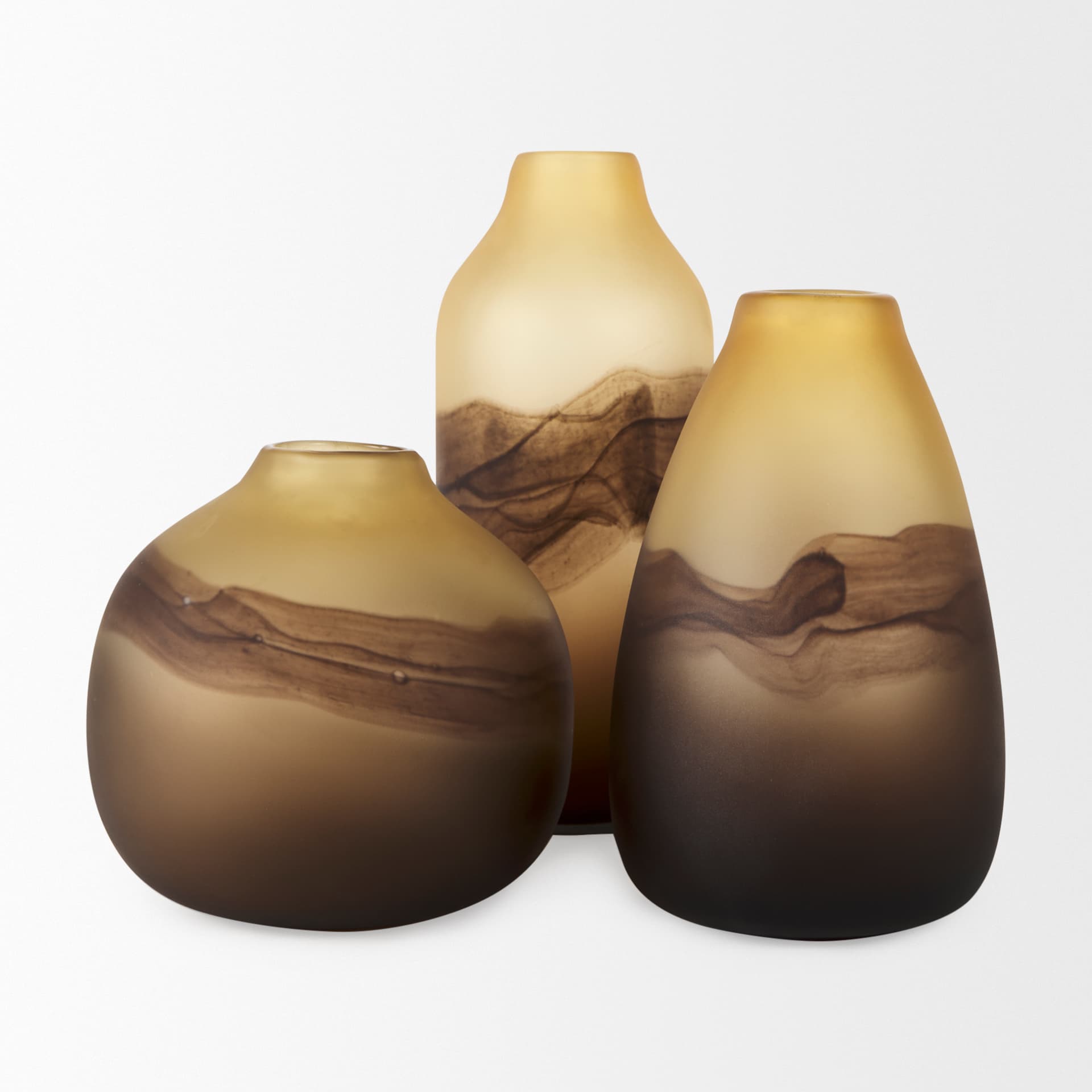 Pyla Large Yellow/Brown Glass Sand Dune Inspired Vase — product photograph