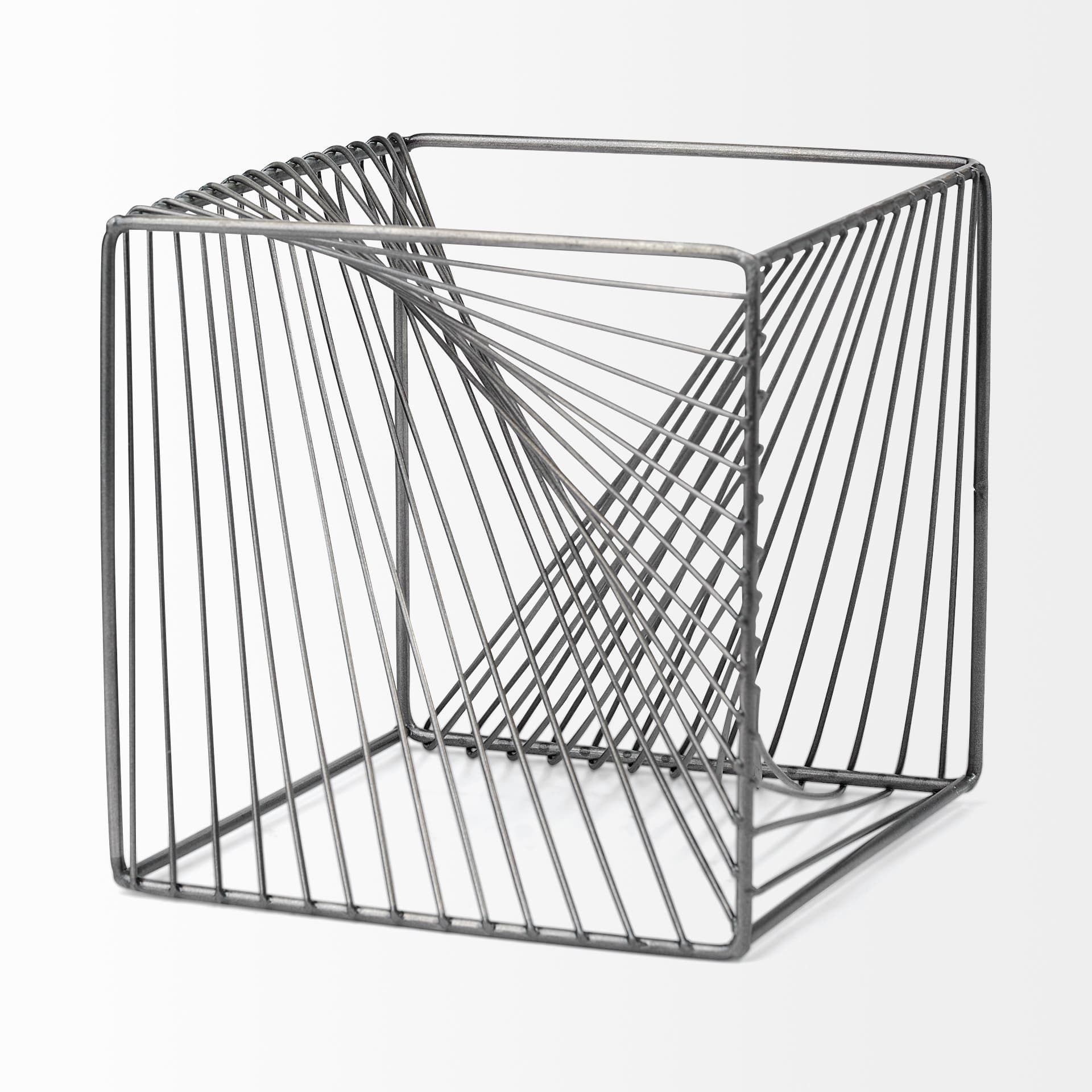 Rochon 8L x 8W Gray Metal Decorative Cube — product photograph