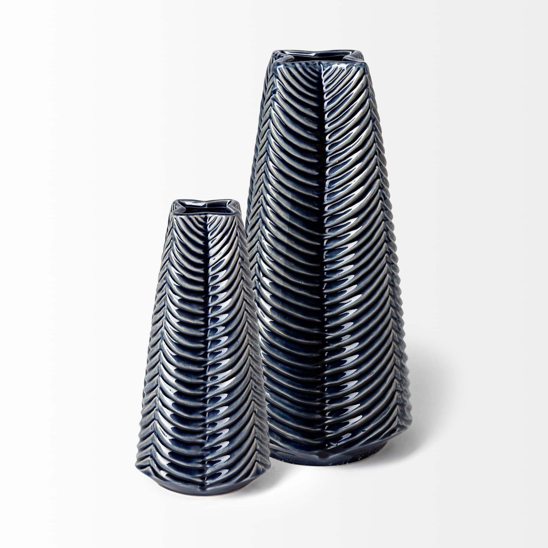Bashir I Small Dark Navy Gloss Ceramic Vase — product photograph