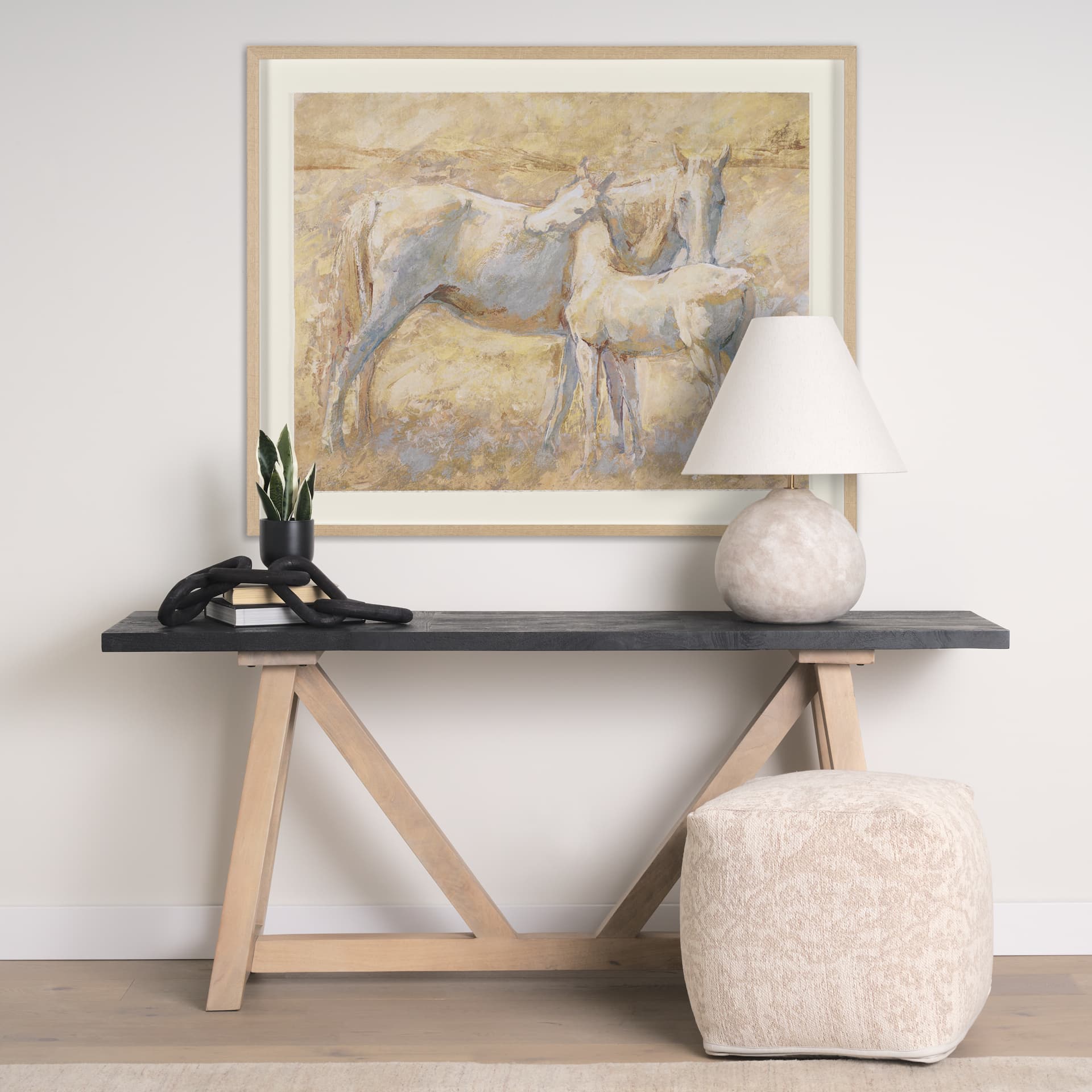 Curious II by Mercana Studio Hand Embelished Framed Artwork Matted under Glass — in a styled room