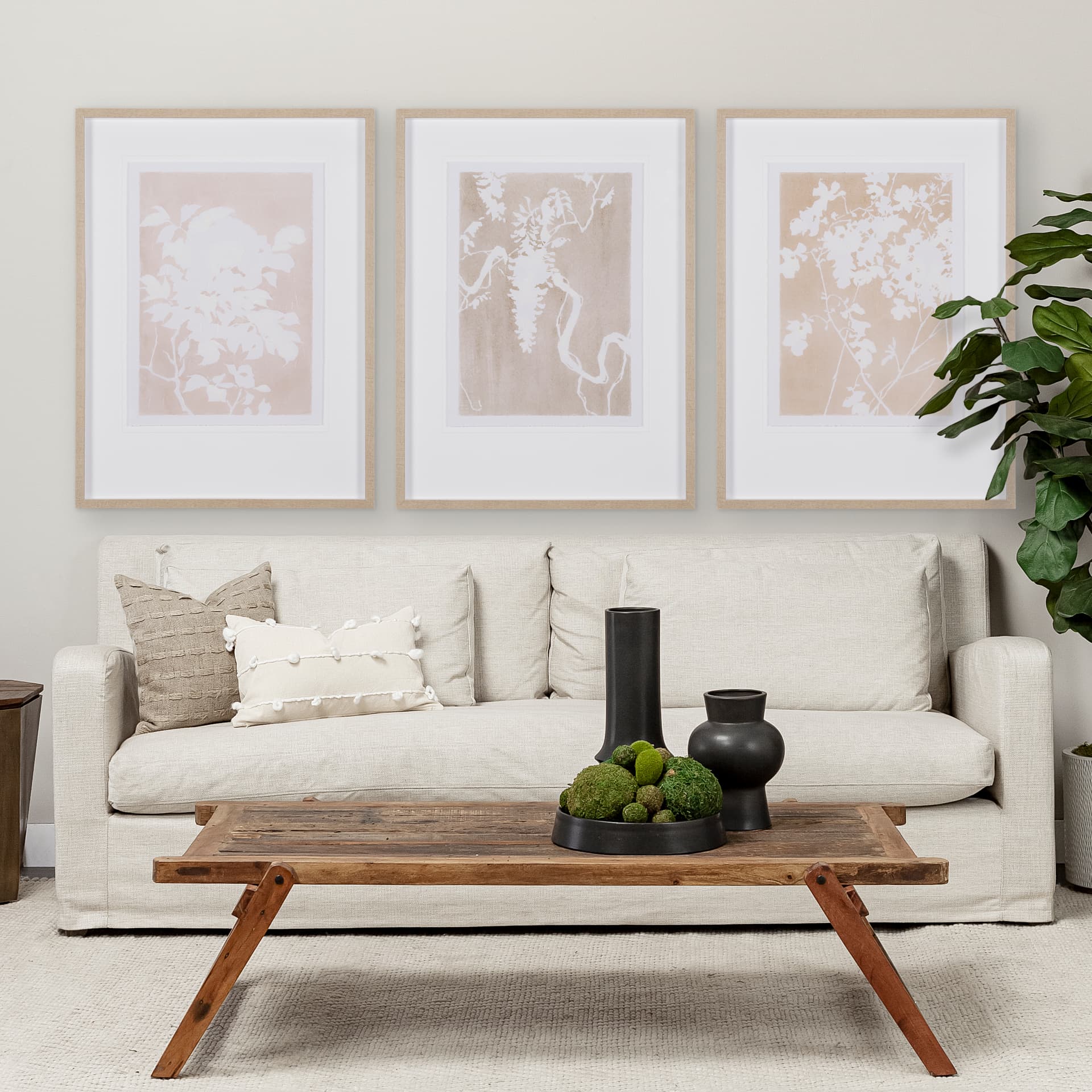 Flower Silhouette-Peony by Mercana Studio Hand Embellished Framed Art Print Matted under Glass — in a styled room
