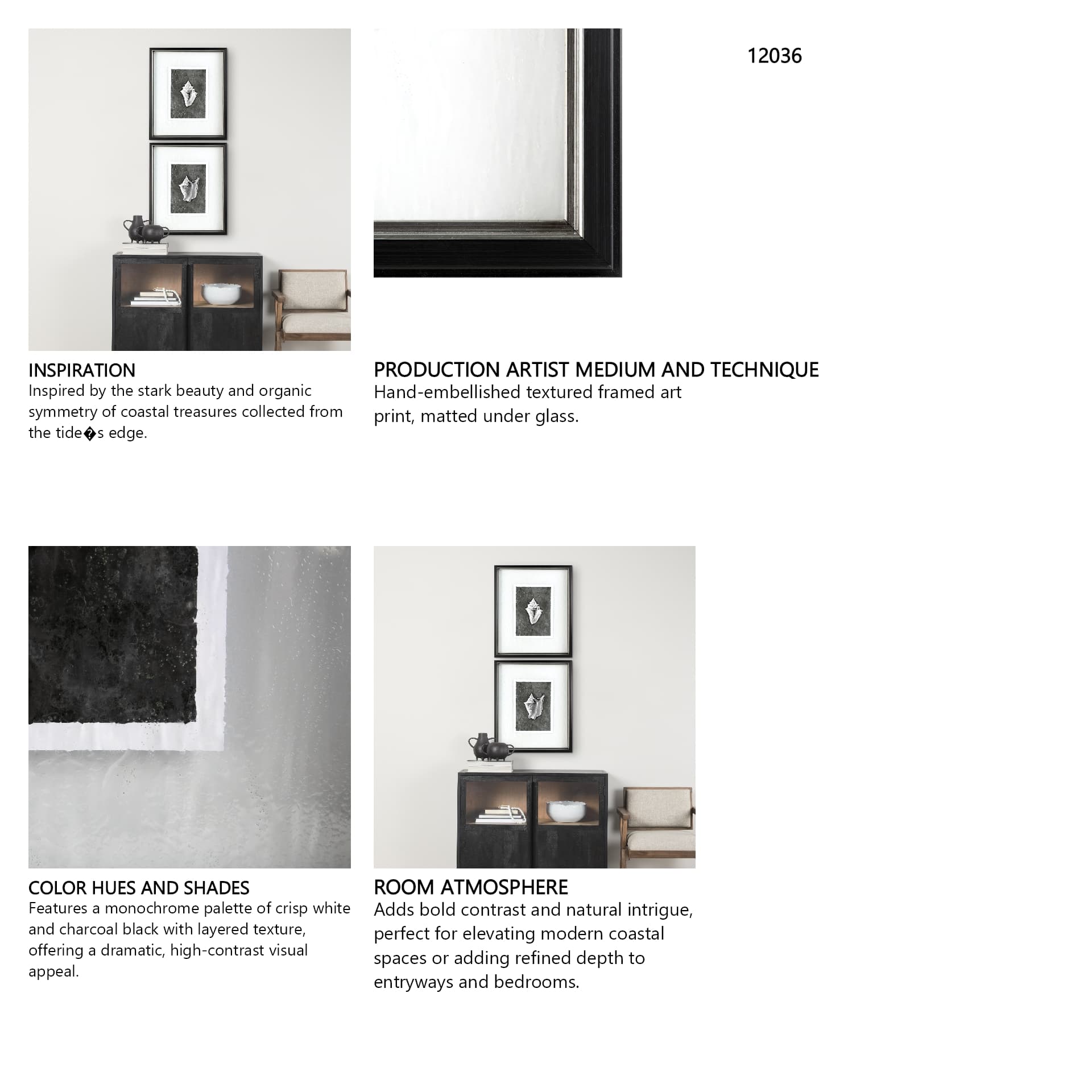 Dark Coastal II by Mercana Studio a Hand Embellished Textured Framed Art Print Matted under Glass — in a styled room