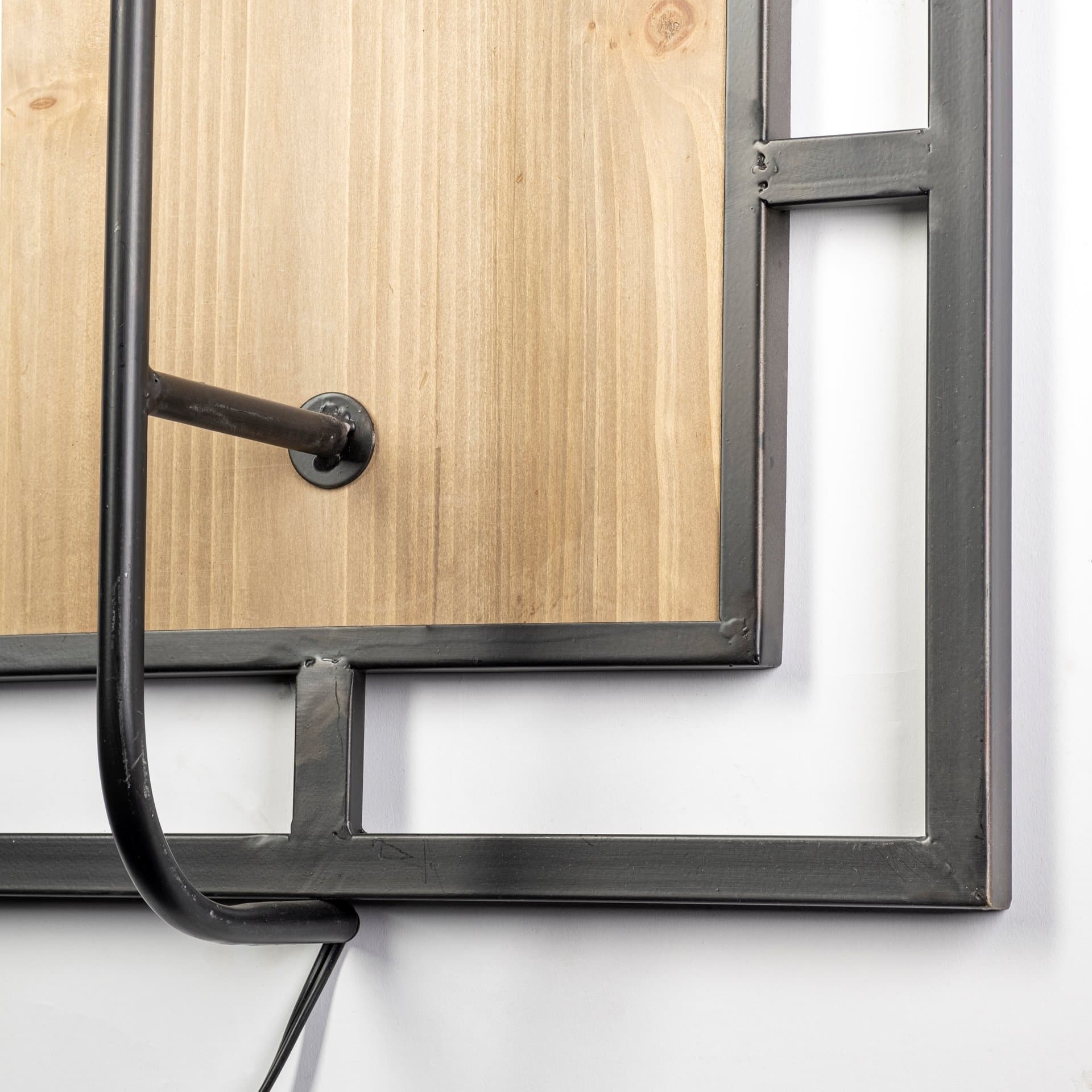 Cleo 16.9x57.1 Black Metal and Wood Rectangular Wall Sconce — product photograph