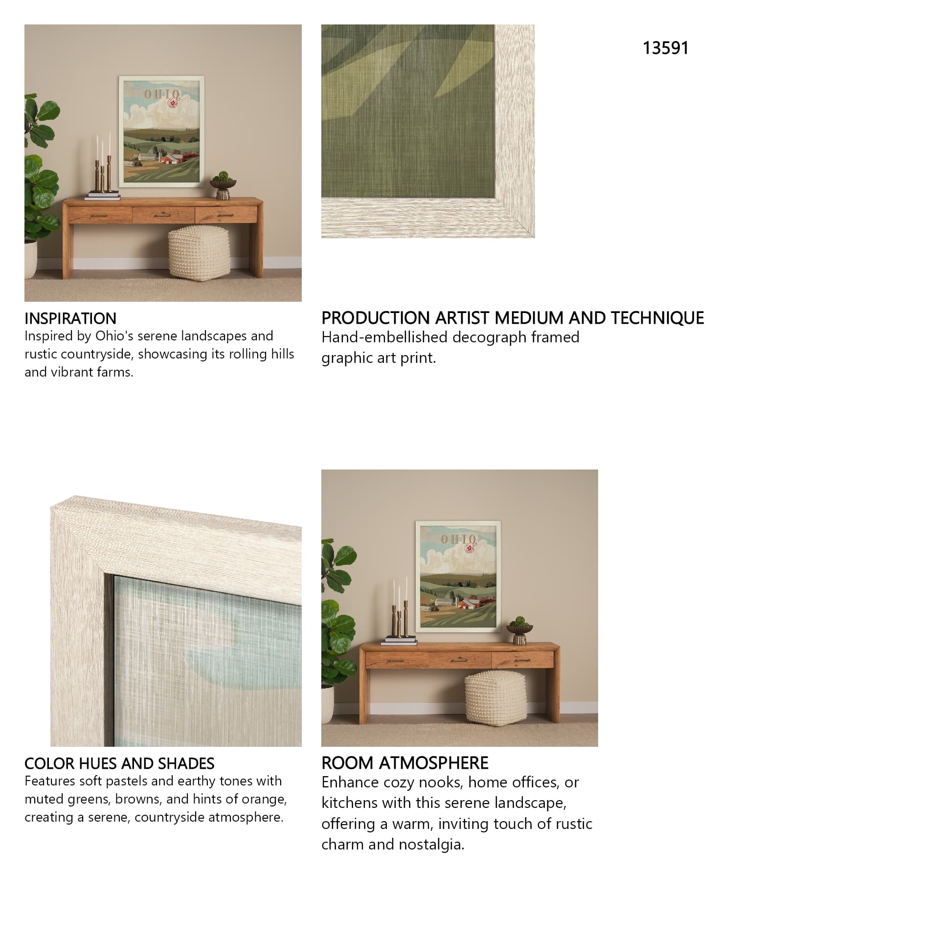 Ohio Go USA (L) by Mercana Studio a Hand Embellished Decograph Framed Art Print — in a styled room
