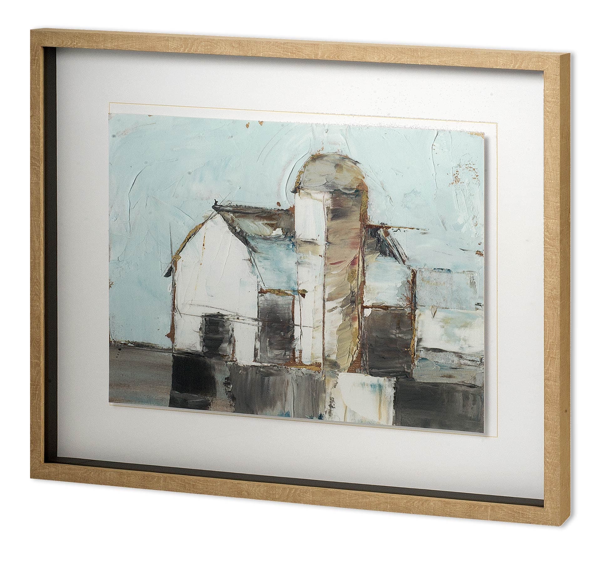 Barn & Silo I by Ethan Harper a Hand Embellished Textured Framed Art Print Matted under Glass — product photograph