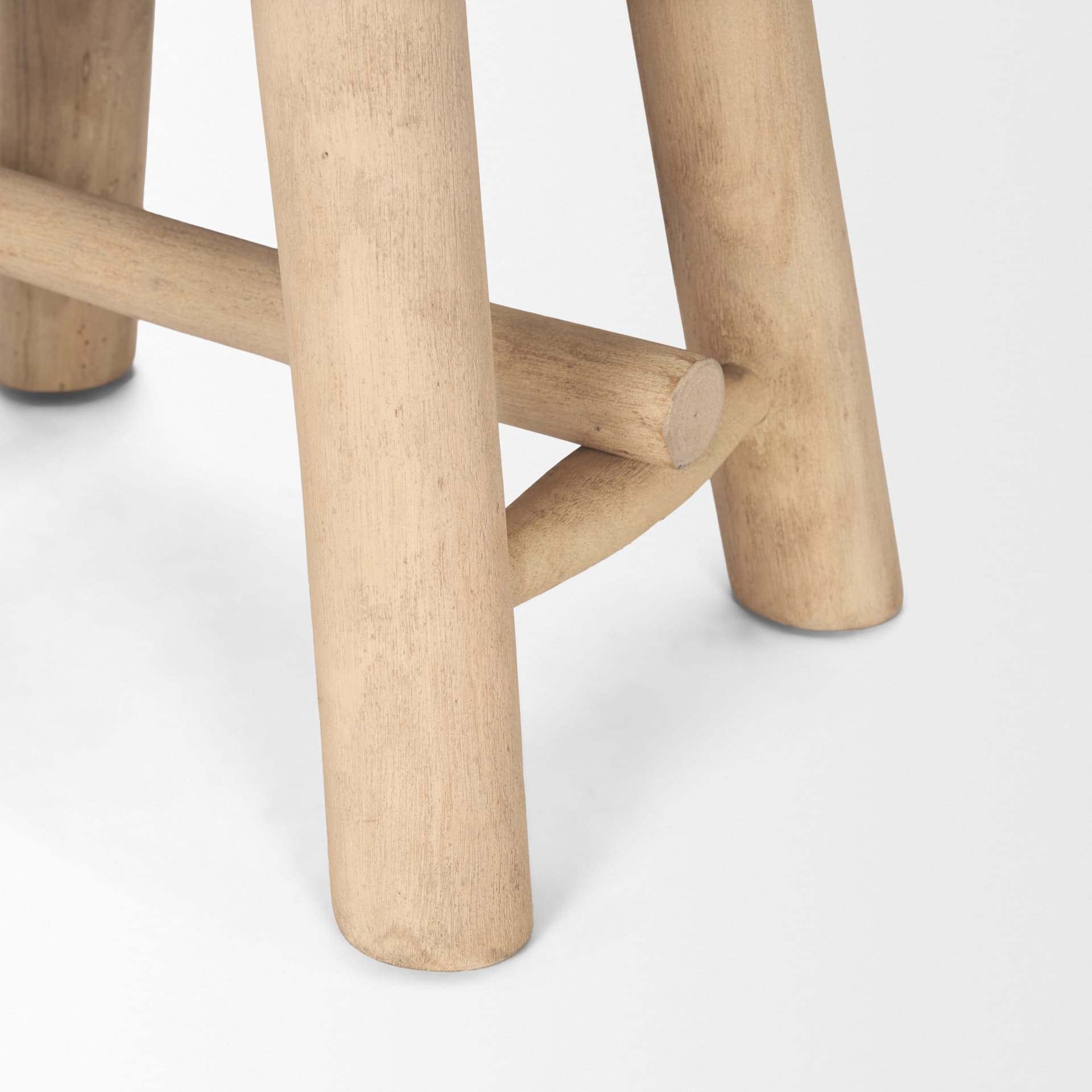 Sekou Light Brown Short Wooden Craftsman Stool — product photograph