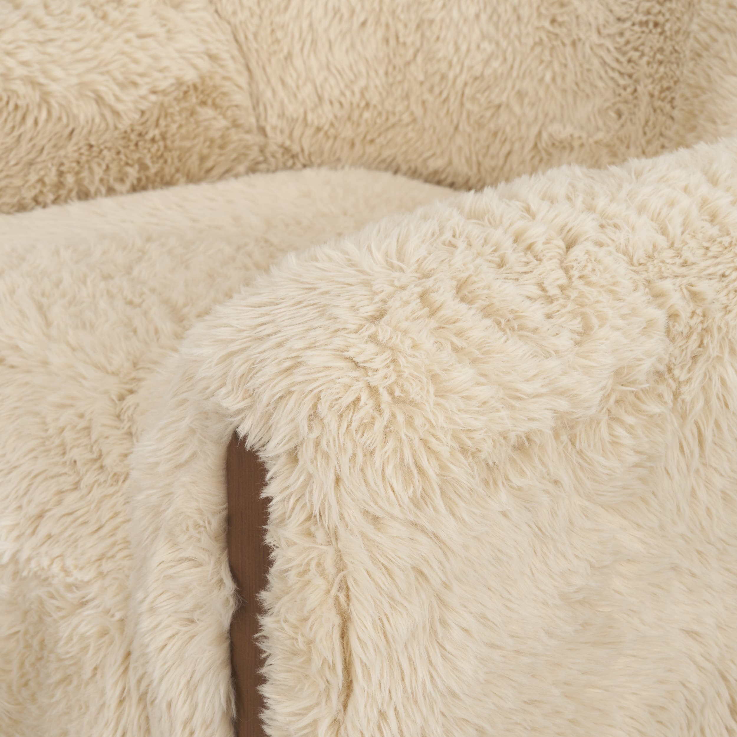 Huntley Cream Faux Fur Fabric Swivel Accent Chair — product photograph