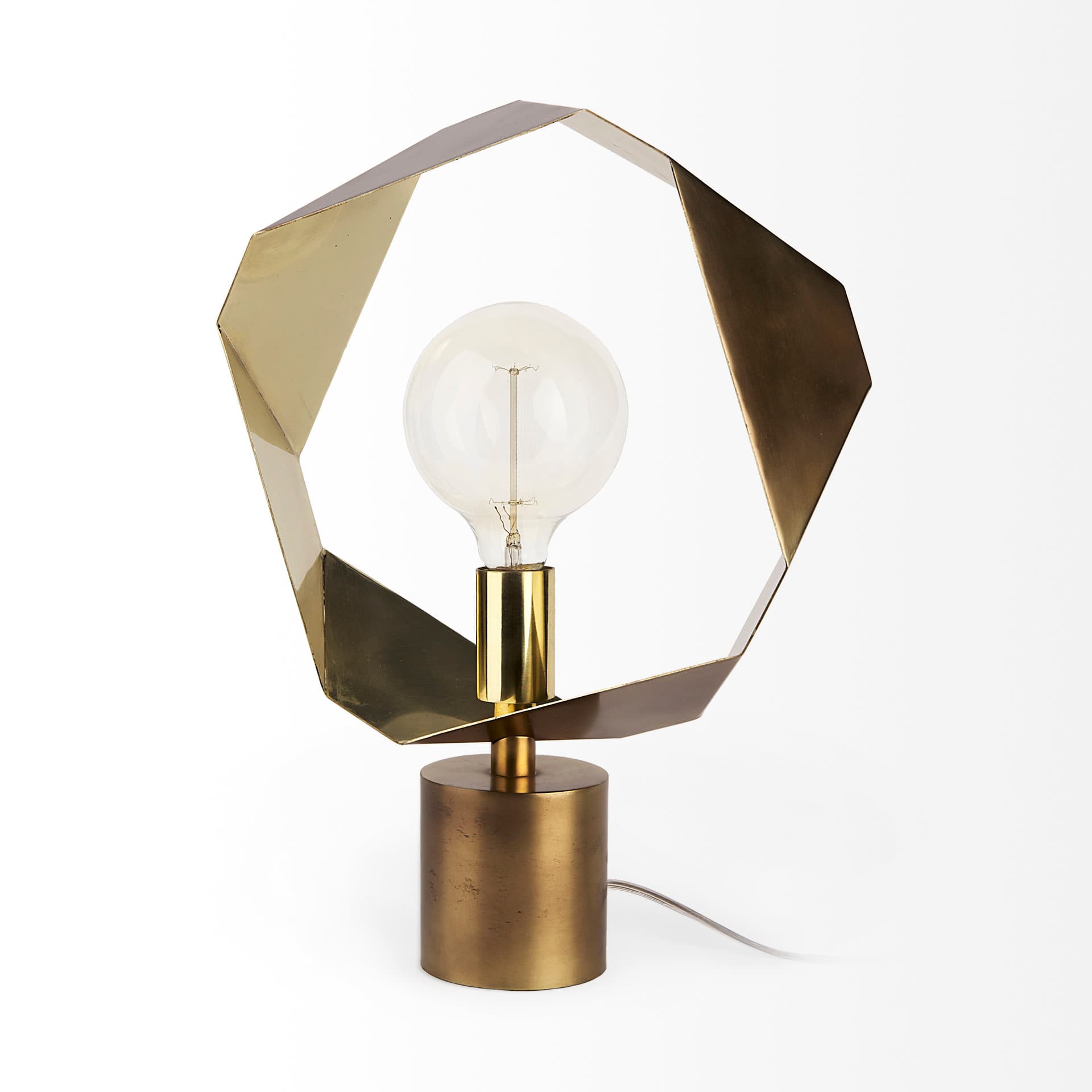Shamir 15L x 15W Gold Geometric Metal Table Lamp — product photograph