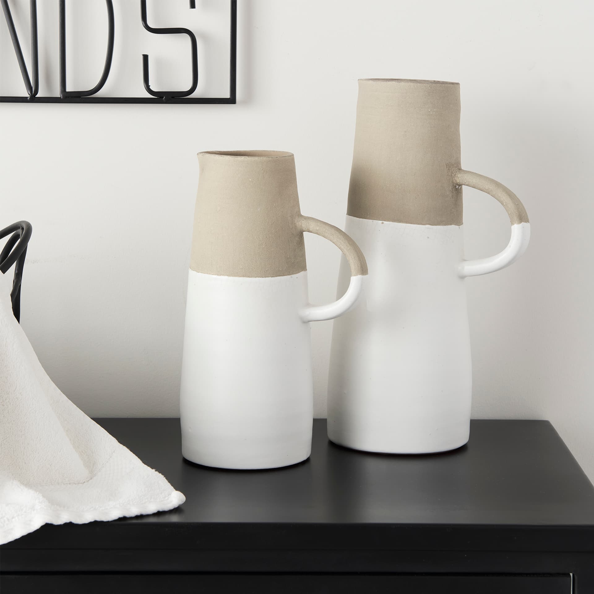 Garand Medium 15H Two-Toned White Natural Ceramic Jug — product photograph