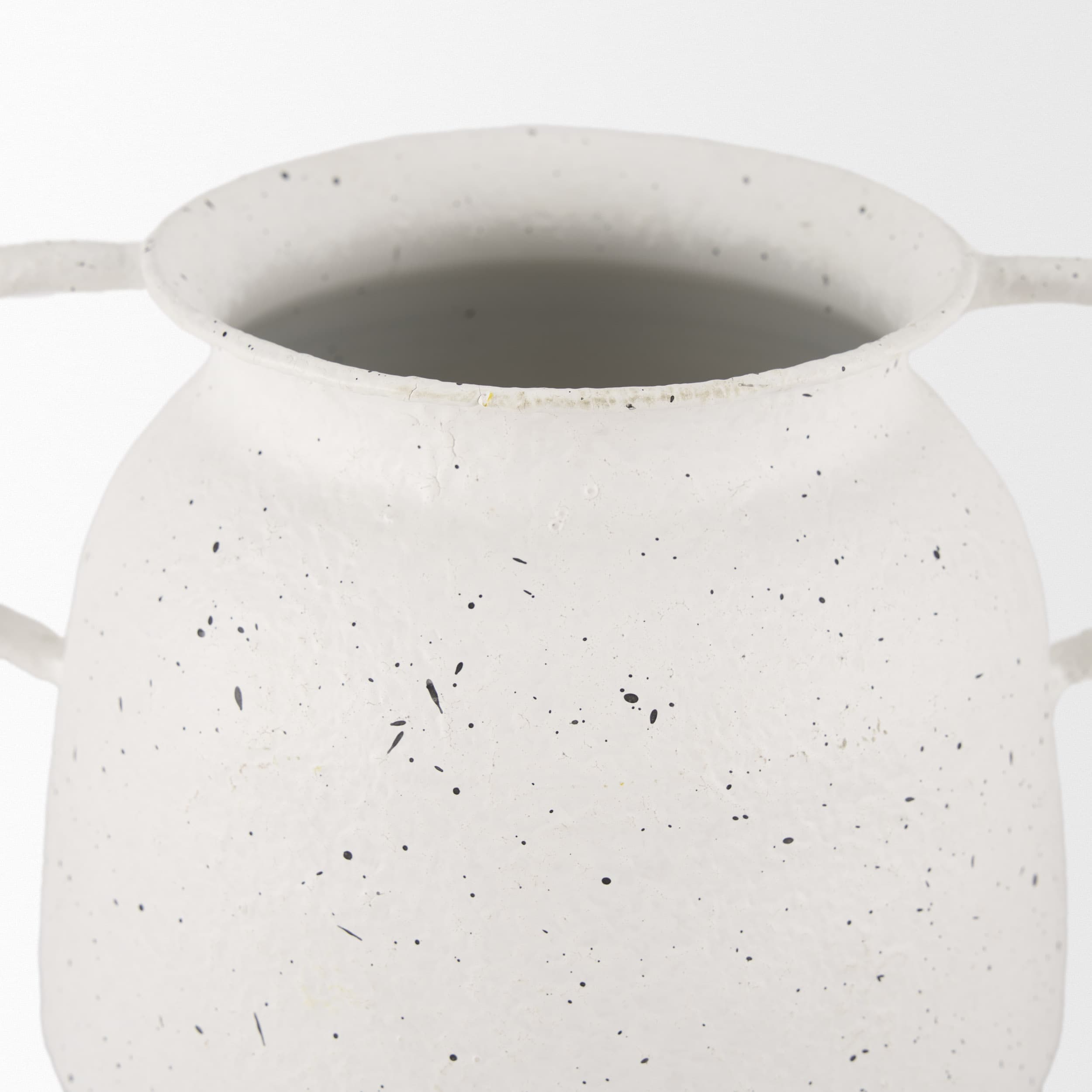 Treva Small White w/ Black Speckles Metal Vase — product photograph