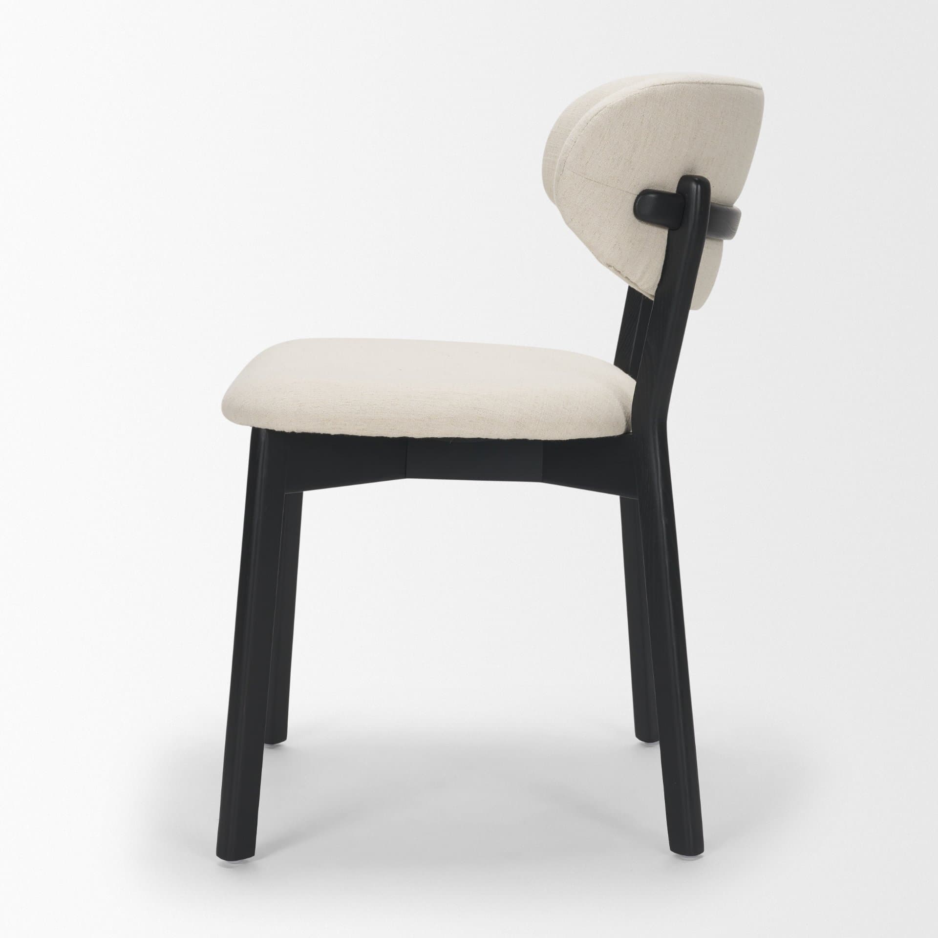 Cole Open Back Dining Side Chair | Natural Linen w/ Dark Wood — product photograph