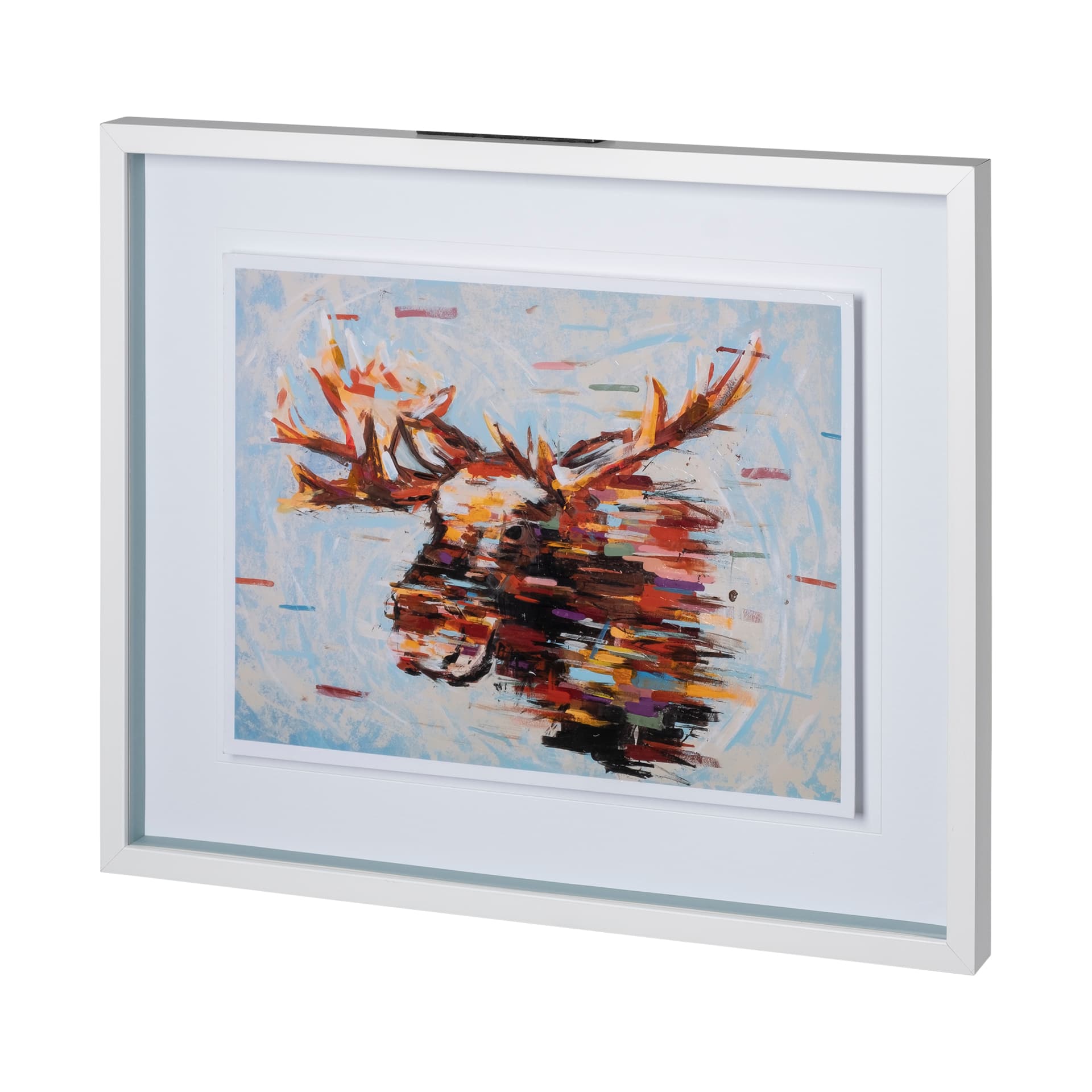 Fractal Moose by Altamura a Hand Embellished Textured Framed Art Print Matted under Glass — product photograph