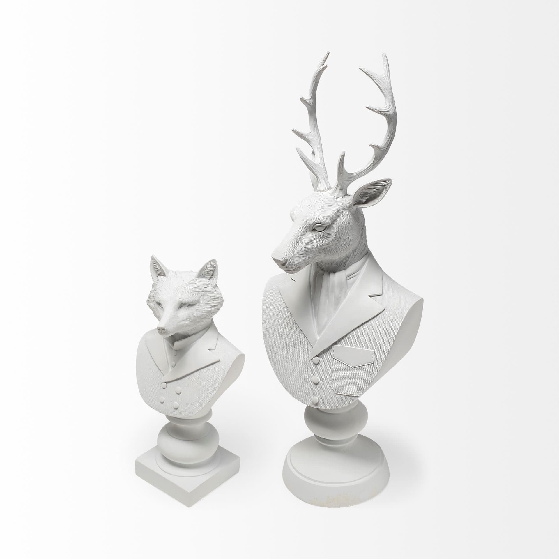 Murray 13H White Painted Resin Fox in a Suit Bust — product photograph