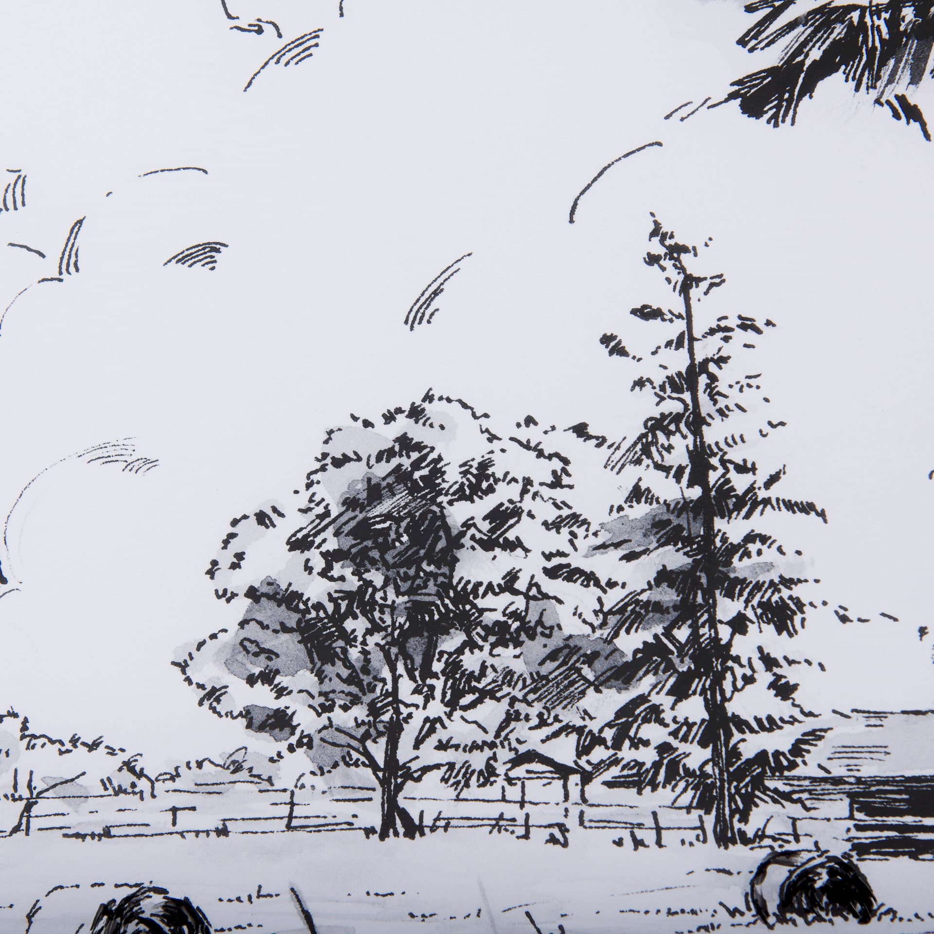 Farm View II by Mercana Studio a Hand Embellished Textured Framed Art Print Matted under Glass — product photograph
