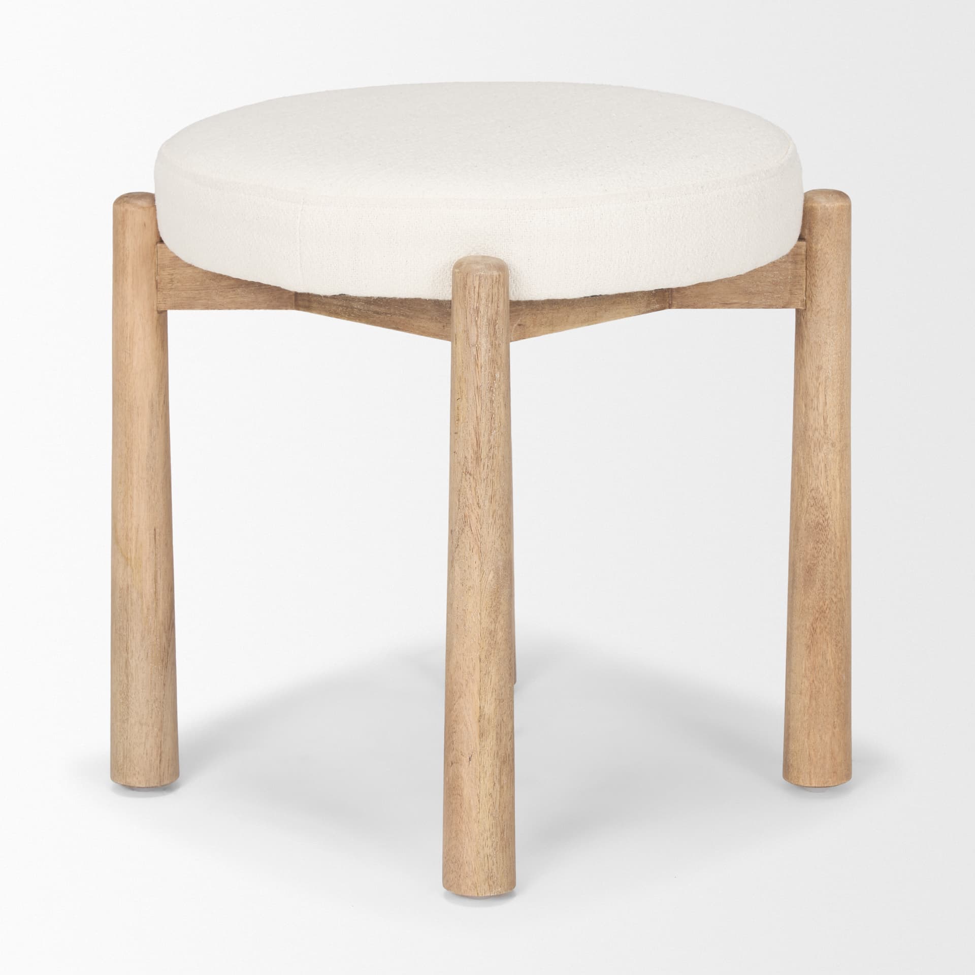 Shaiden Brown Wood w/ Cream Fabric Stool — product photograph