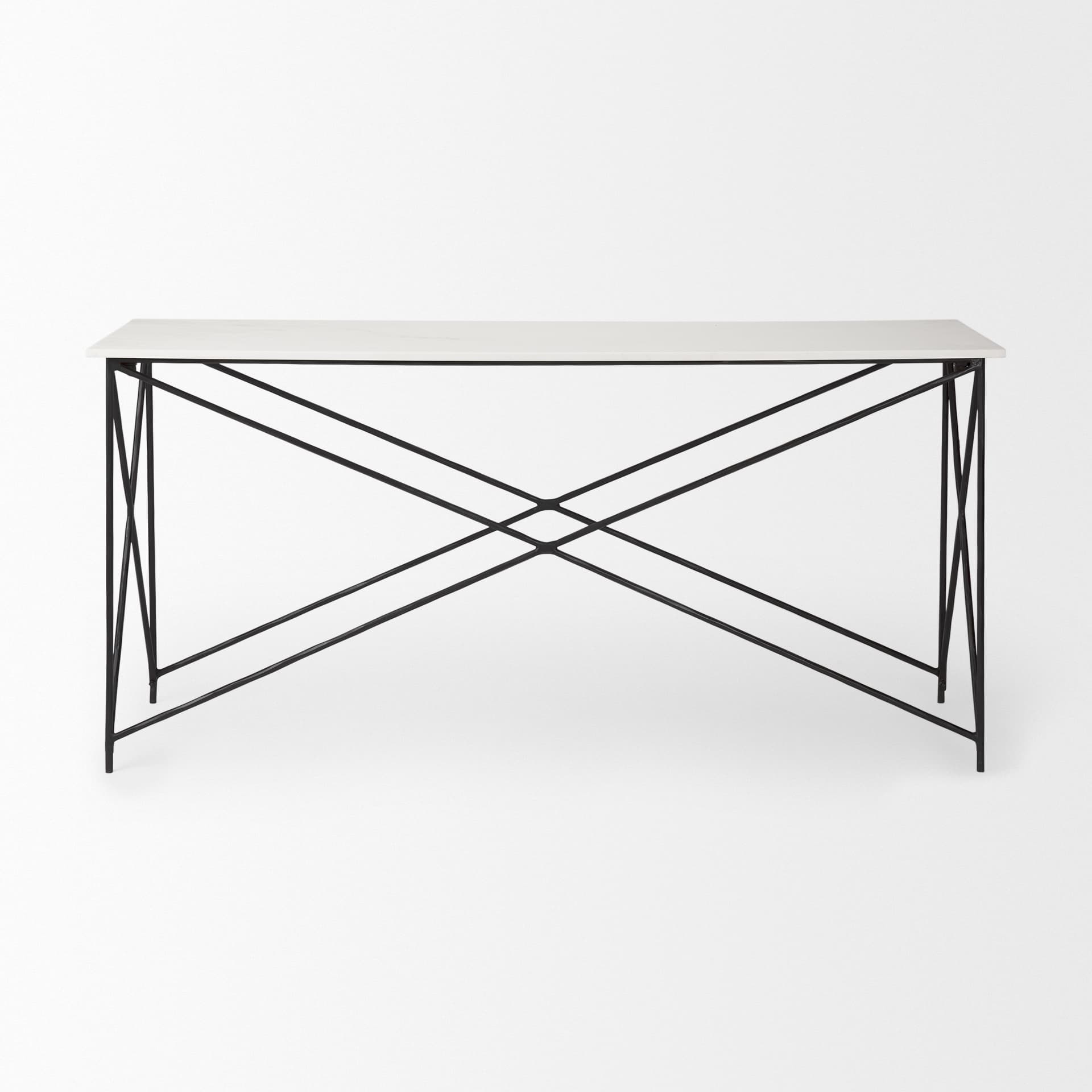 Lorlei Marble Top w/ Gray Iron Base Console Table — product photograph