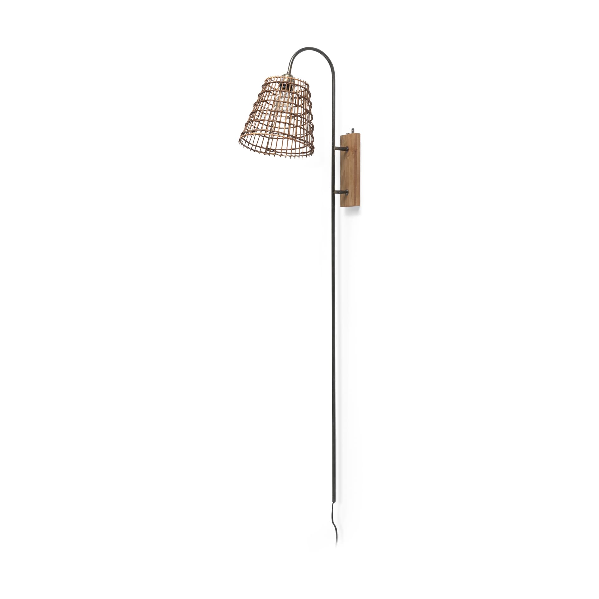 Kiley 28.0L x 7.0W x 15.6H Brown Woven Shade W/Black Metal Wall Sconce — product photograph