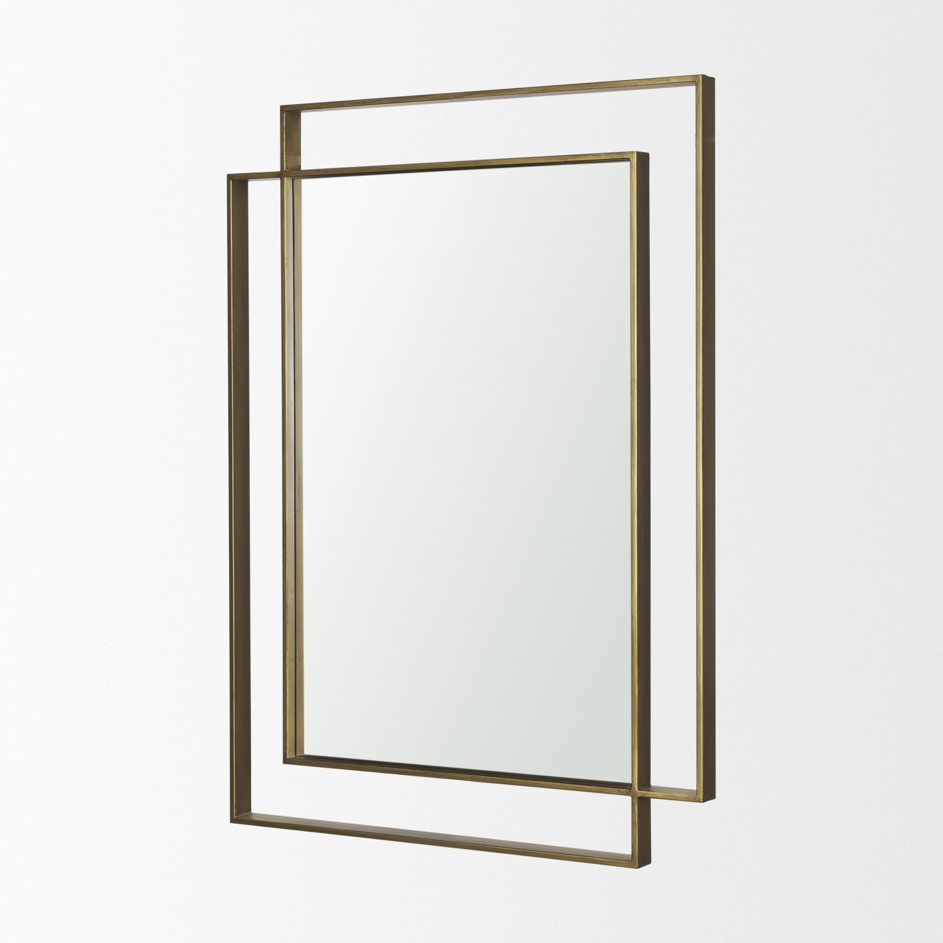 Tiva Rectangular Dual Brushed Gold Metal Framed Mirror — product photograph