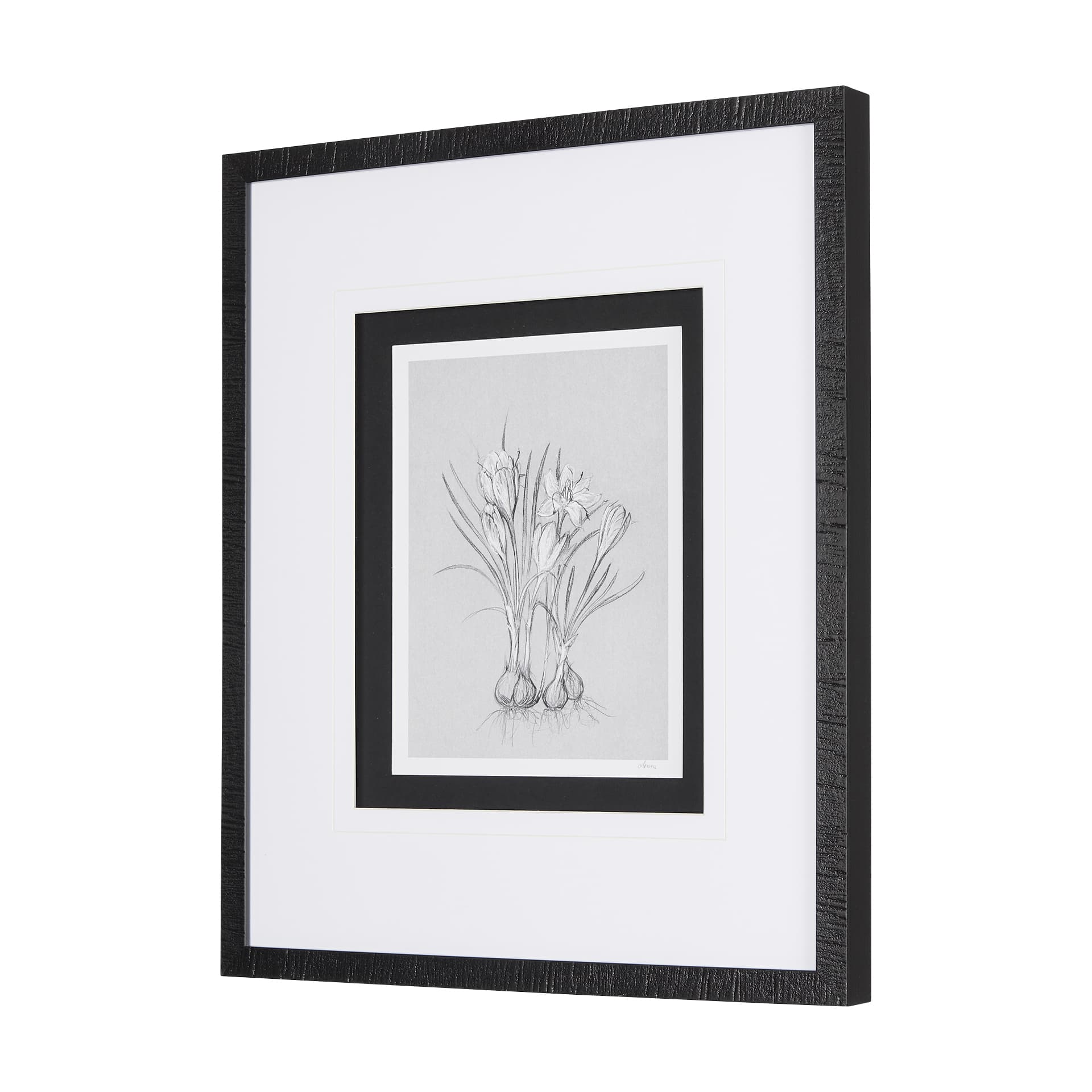 Botanical sketches V (Grey) by Mercana Studio Hand Embellished Framed Art Print Matted under Glass — product photograph
