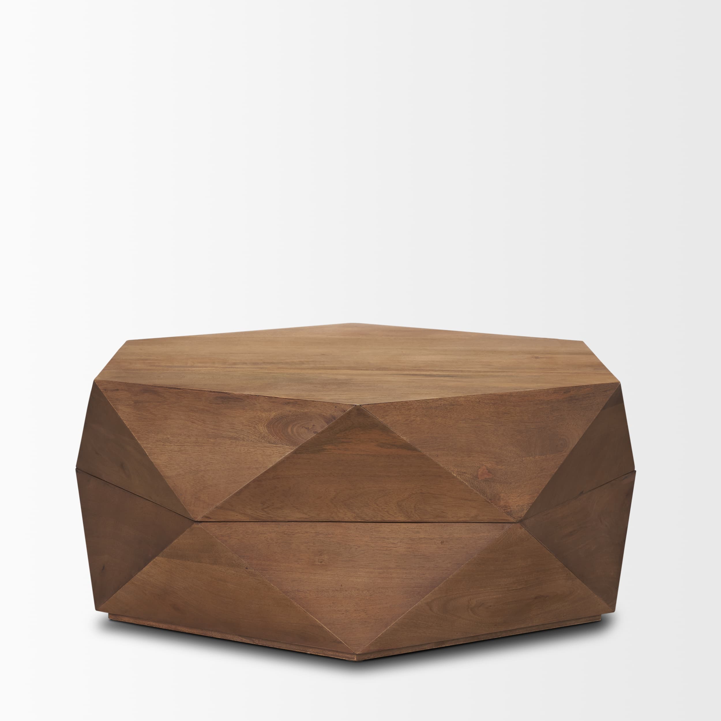 Arreto 36" Hexagonal Hinged Solid Wood Top and Base Coffee Table — product photograph