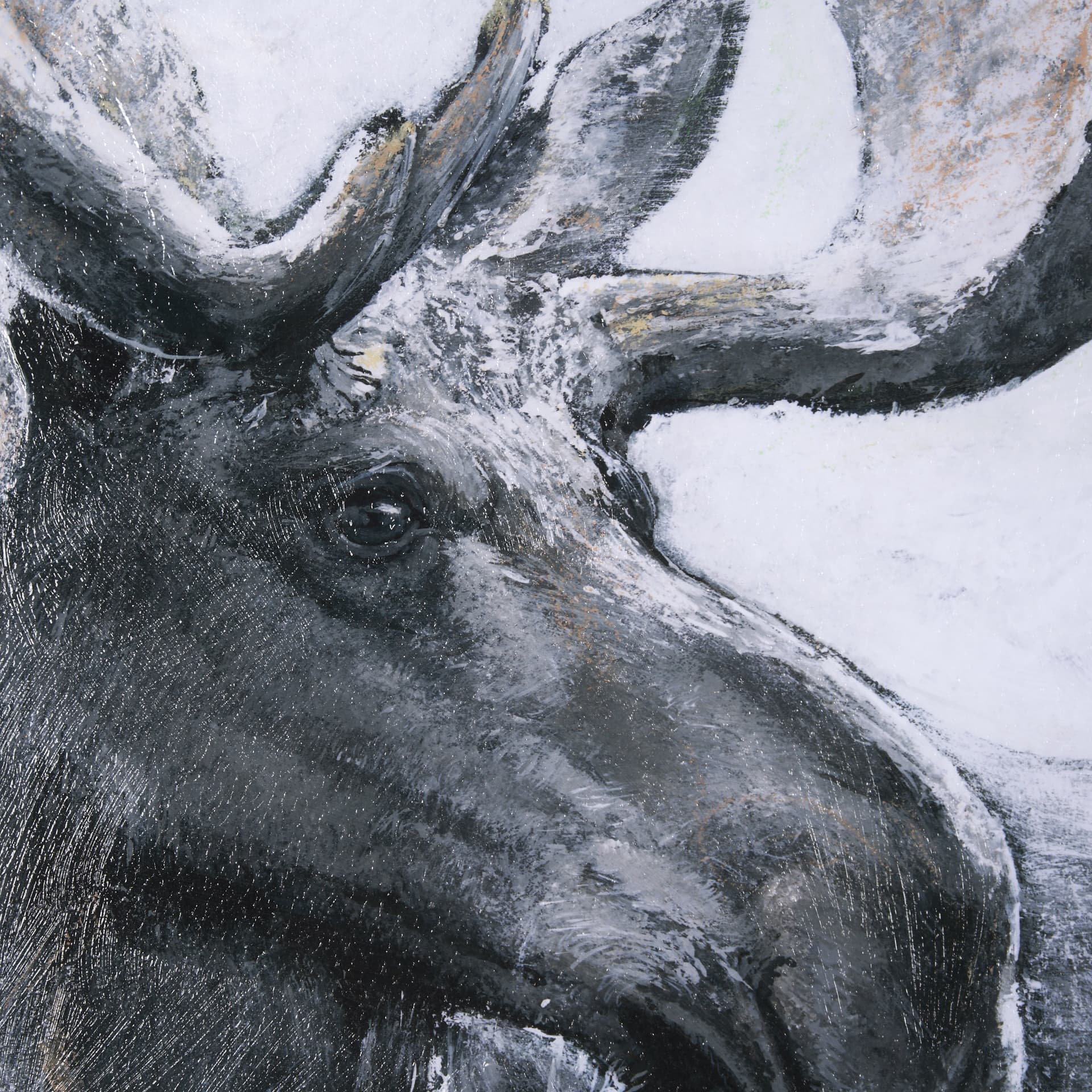Animal Portrait I (Moose) by Mercana Studio Hand Embellished Framed Art Print Matted under Glass — product photograph