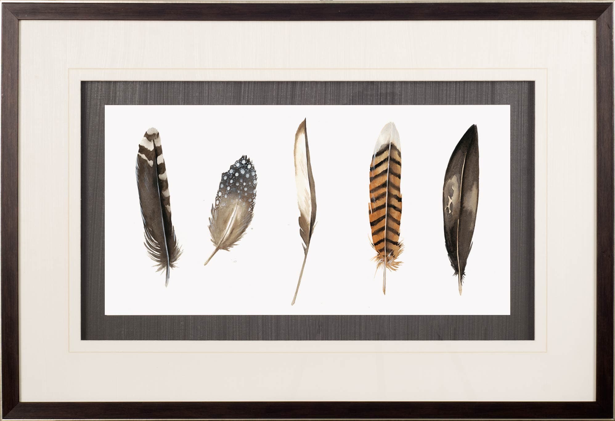 Red Rock Feathers II by Grace Popp a Hand Embellished Textured Framed Art Print Matted under Glass — product photograph
