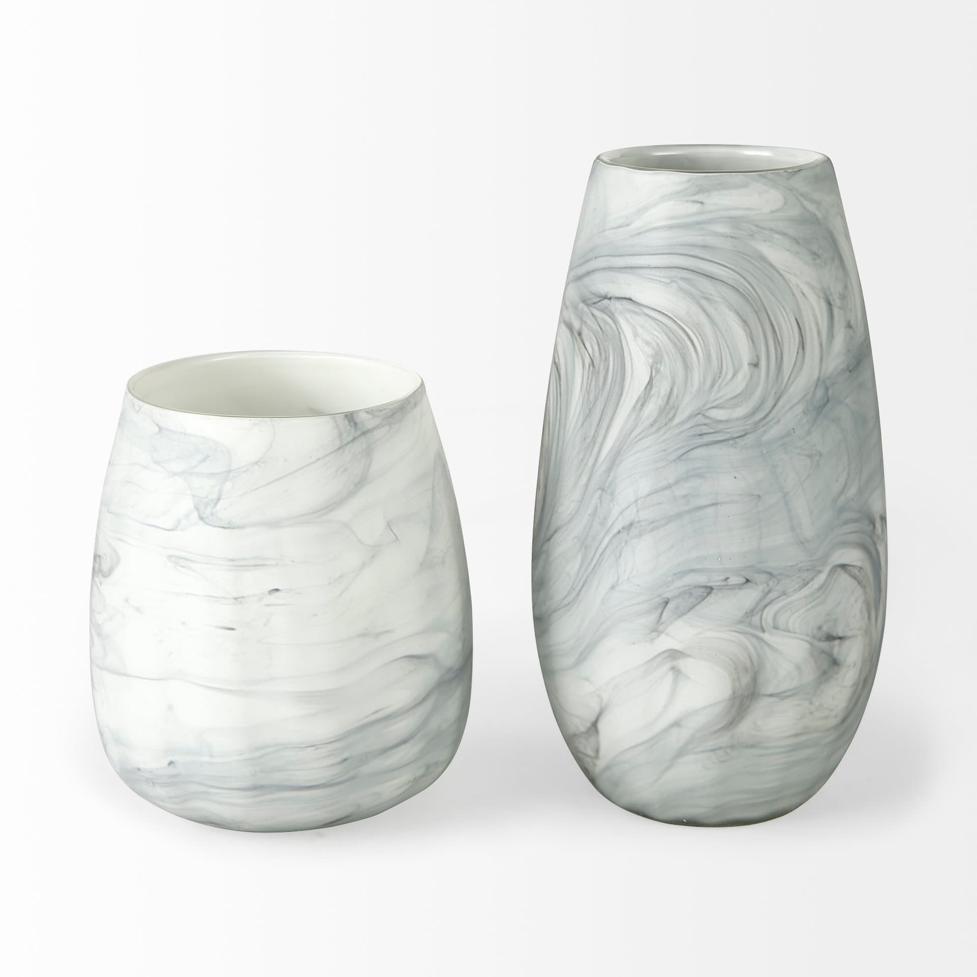 Volta II Tall White Gray Abstract Pattern Glass Vase — product photograph