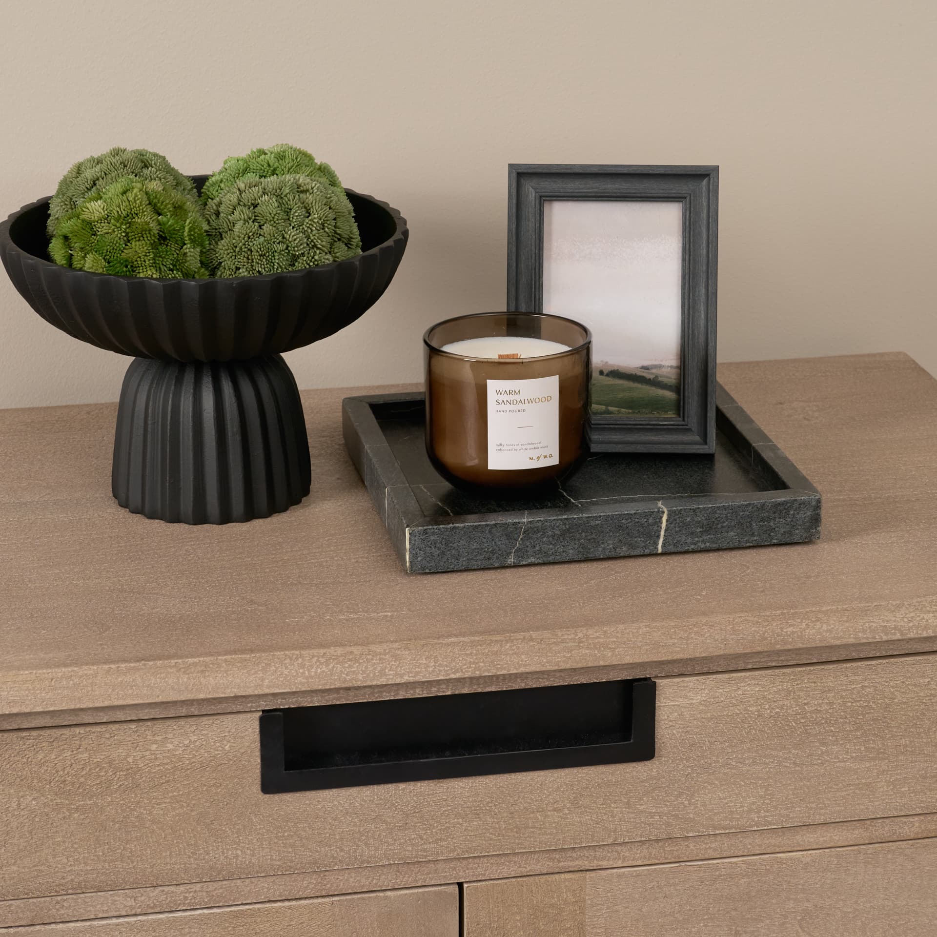 Stratus Black Marble Square Decorative Tray — product photograph