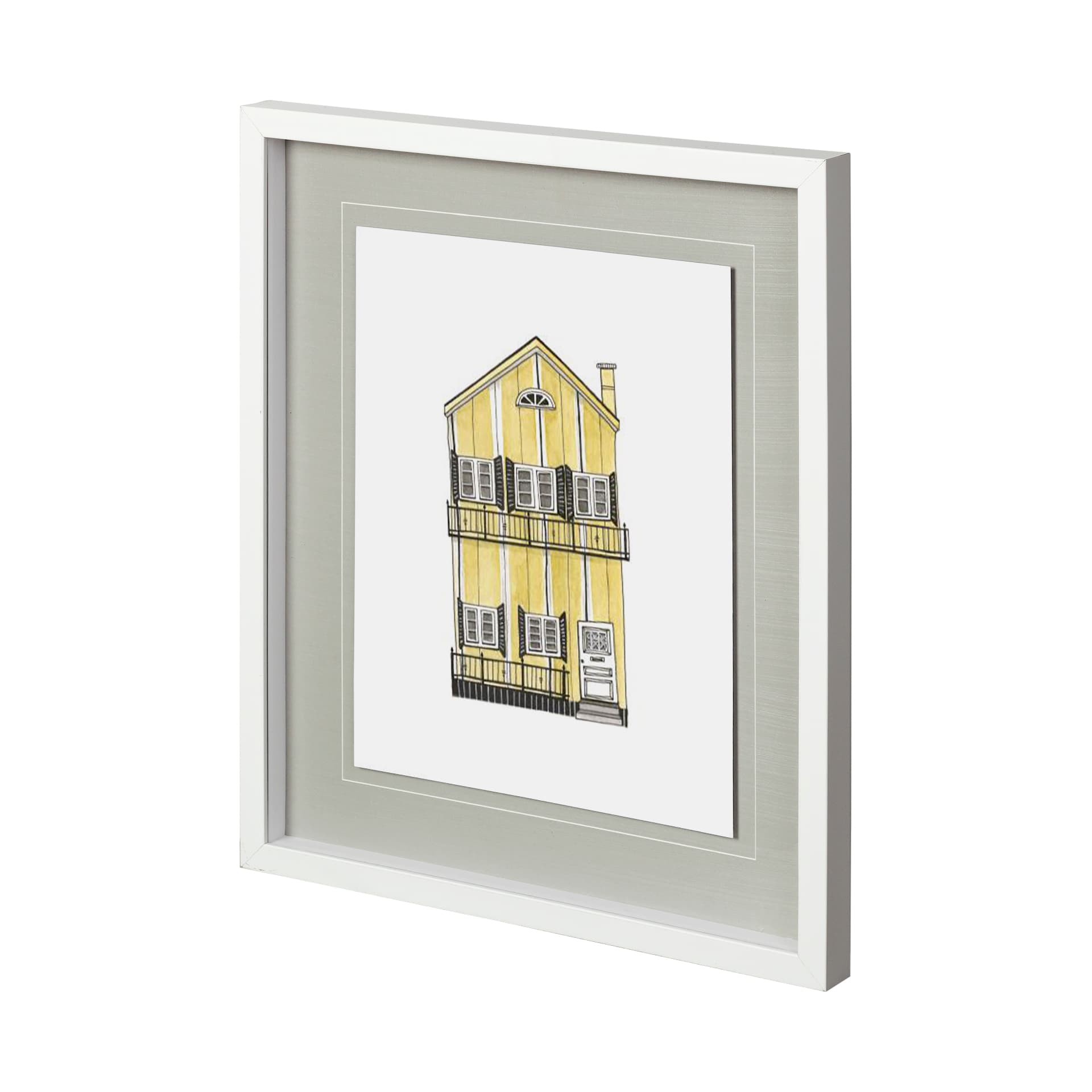 Petit Mansion III by Jones a Hand Embellished Textured Framed Art Print Matted under Glass — product photograph