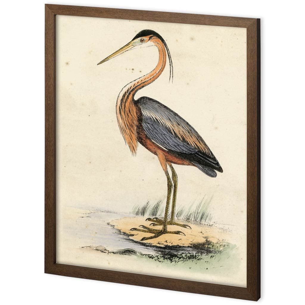 Custom Antique Heron II by Ferdos Maleki a Hand Embellished Textured Framed Decograph Art Print — product photograph