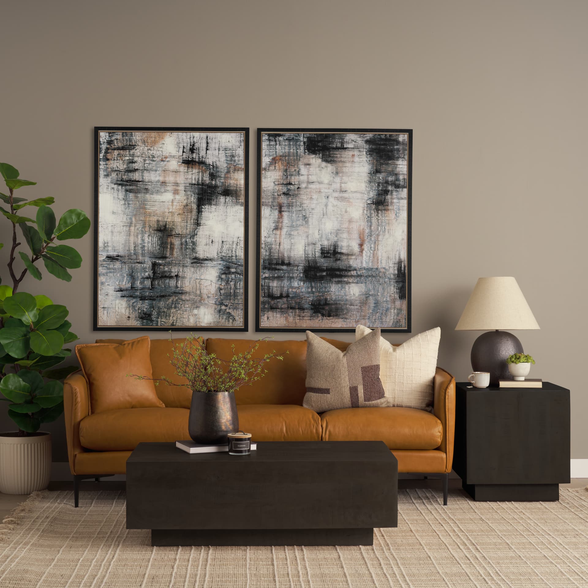 Merge Framed Canvas by Morgan McLaren a Hand Embellished Textured Framed Canvas — in a styled room