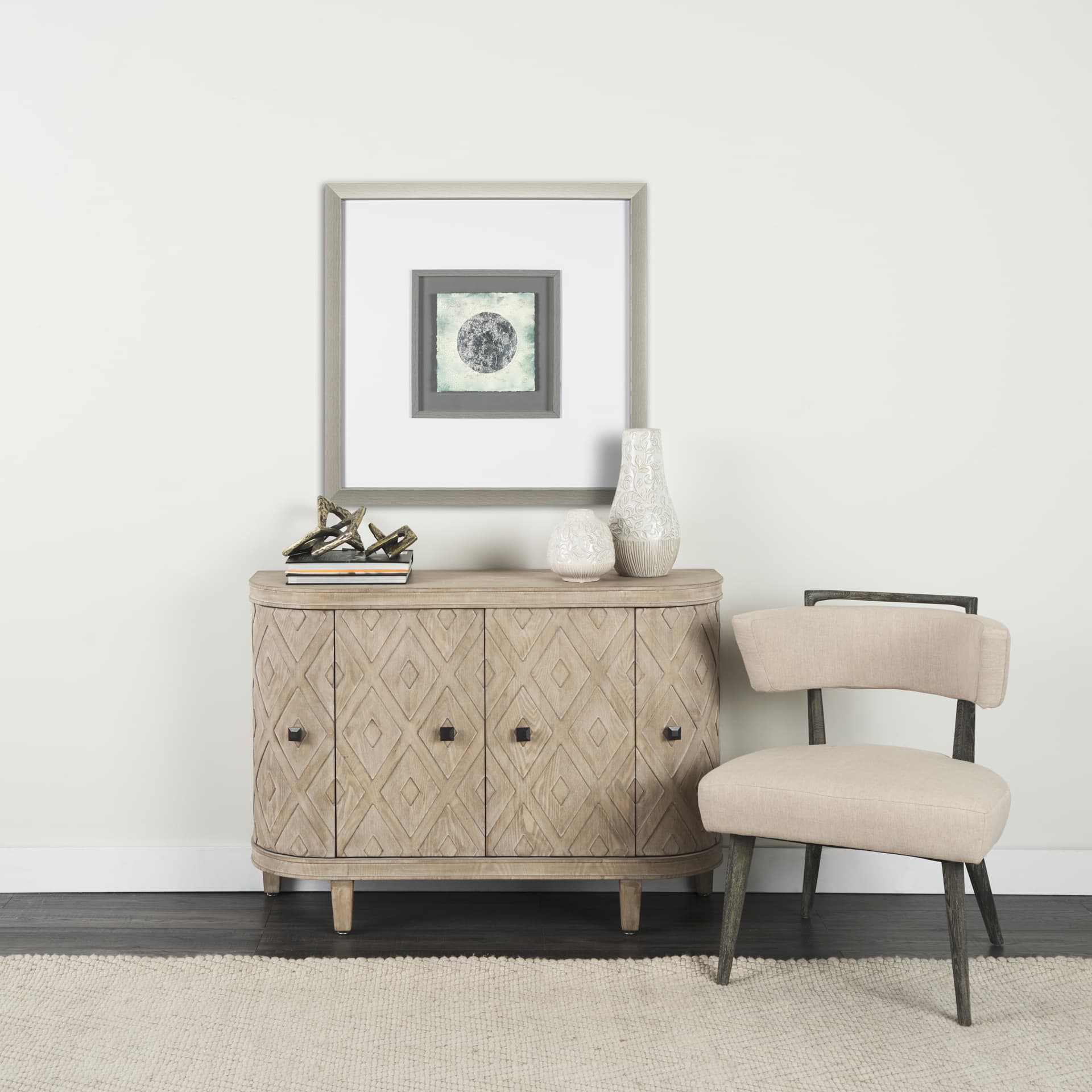 Platinum Moona by Studio M a handmade Original Framed Artwork under Glass — in a styled room