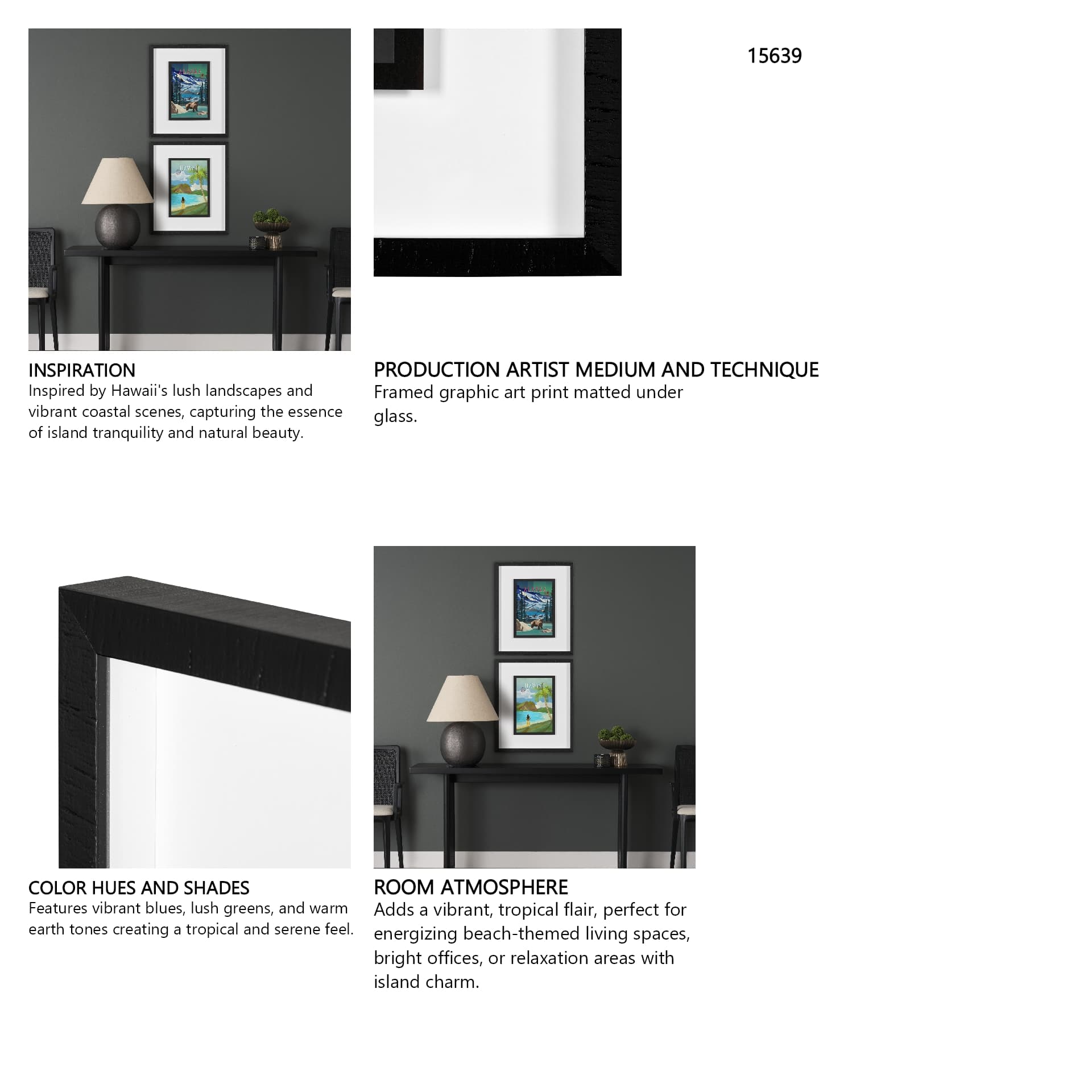 Hawaii Go USA (M) by Mercana Studio a Framed Art Print Matted under Glass — in a styled room