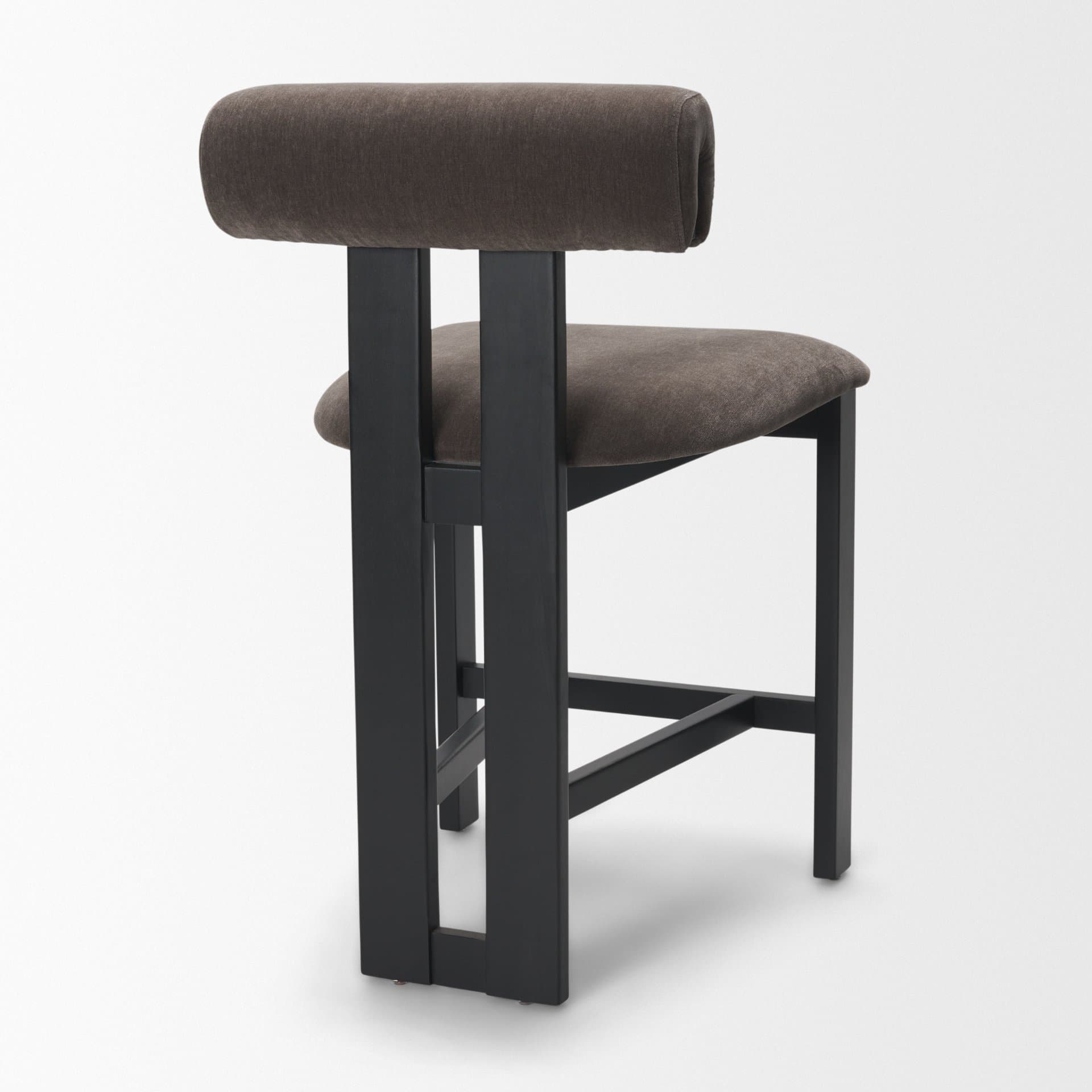 Tribeca Open Back 36.5in Seat Counter Stool | Charcoal Fabric w/ Wood — product photograph