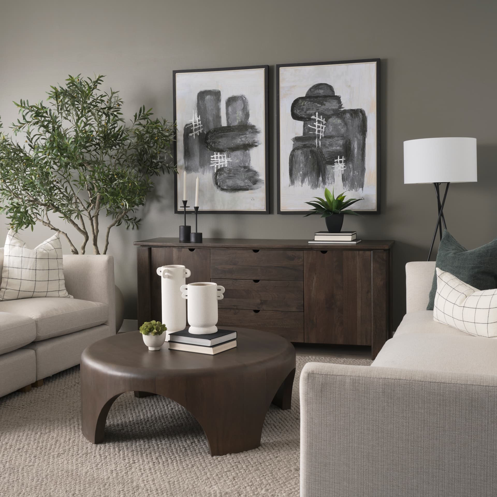 Semblance II by Mercana Studio a Hand Embellished Textured Framed Canvas — in a styled room