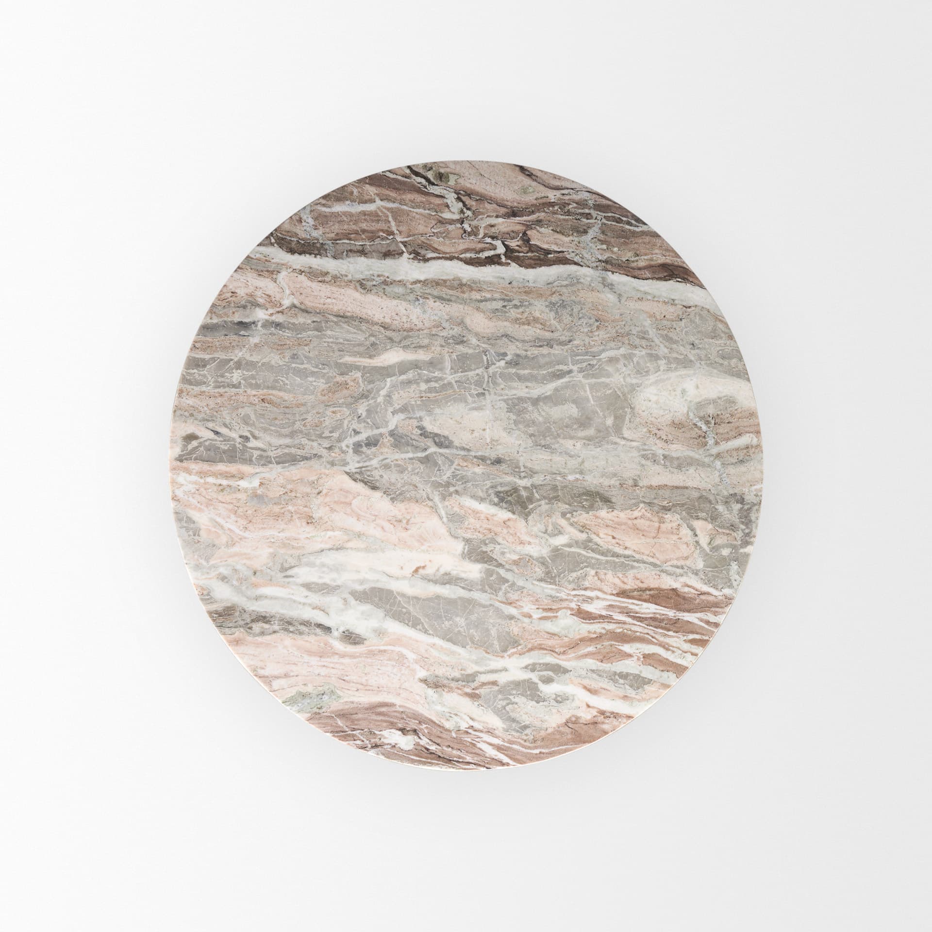 Allyson 42" Round Pedestal Dining Table | Savar Pink Marble & Brown Wood | Seats 4 — product photograph