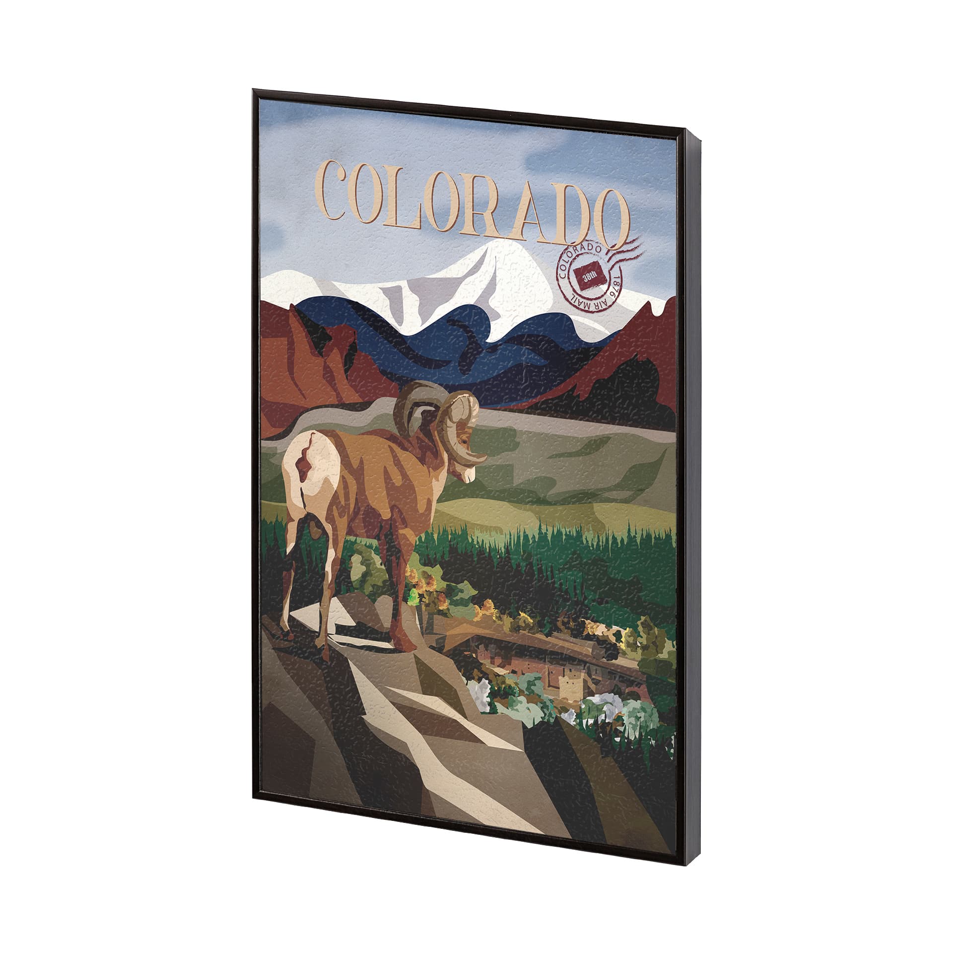 Colorado Go USA (SM) by Mercana Studio a Hand Embellished Decograph Framed Art Print — product photograph
