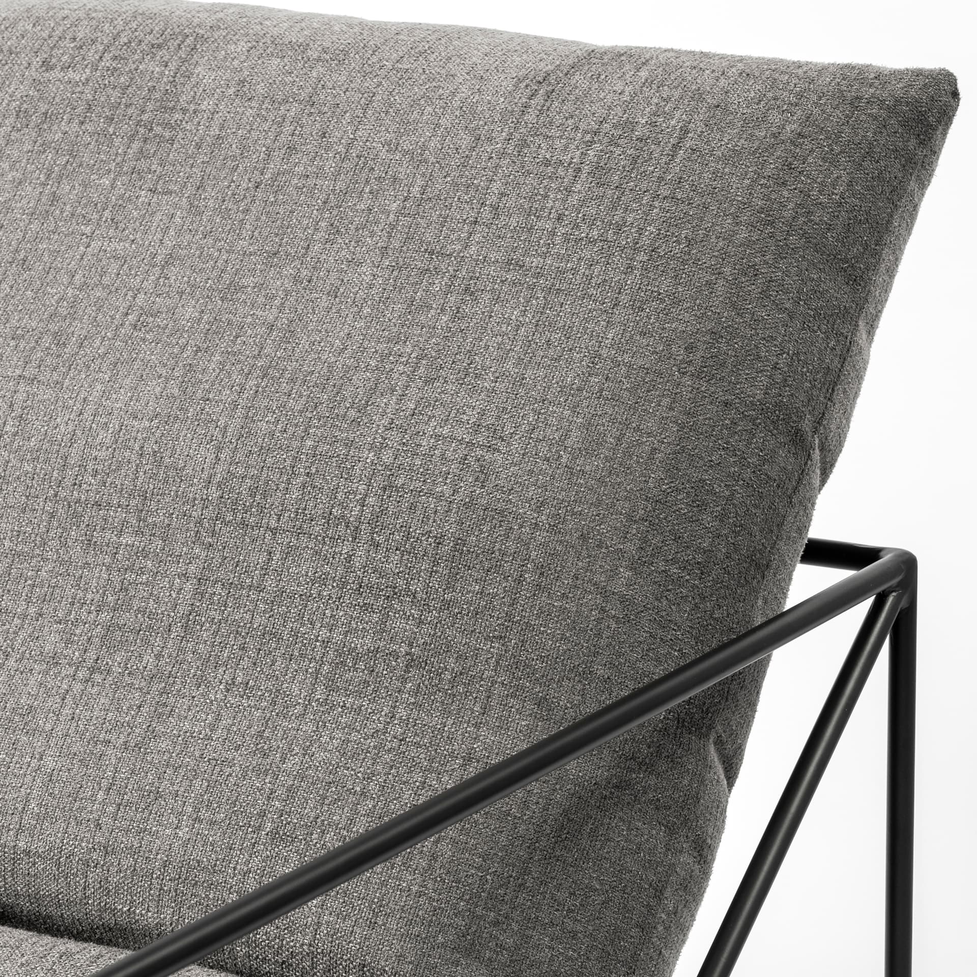 Leonidas 28.5L x 29.5W x 34.0H Grey Fabric Wrap Black Metal Frame Accent Chair — product photograph