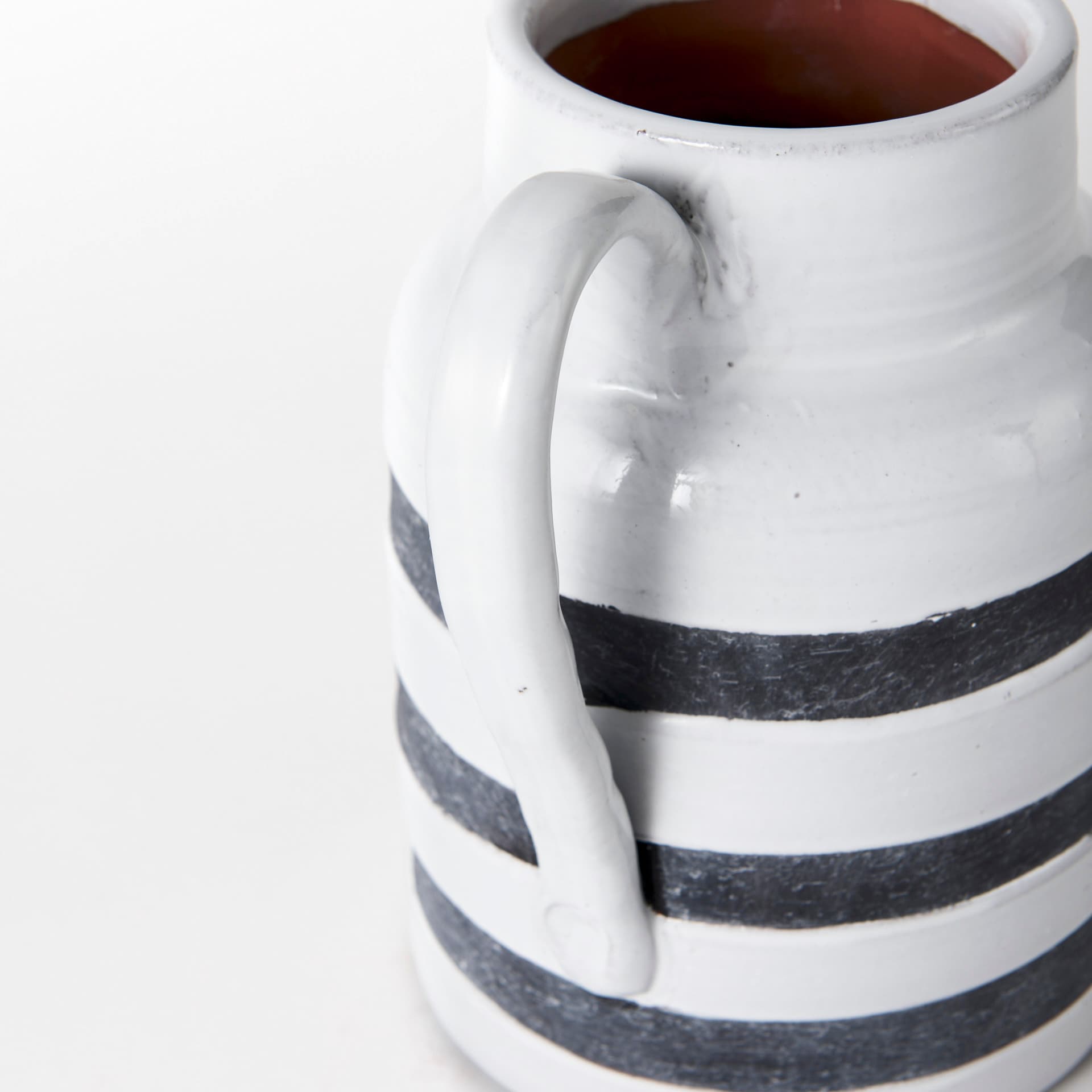 Harmon II Large White w/ Charcoal Stripes Ceramic Jug — product photograph