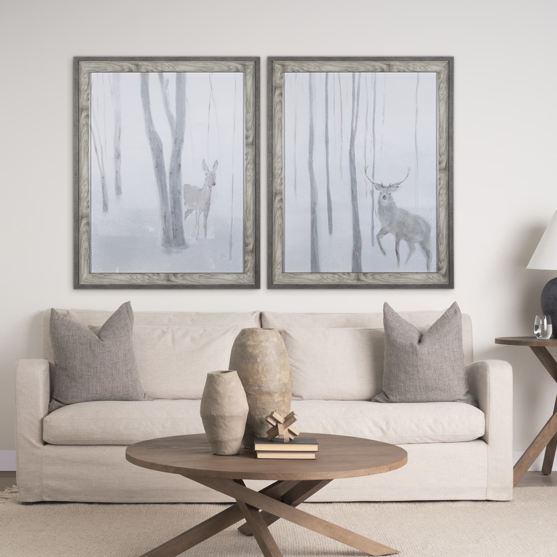 A Winter Day in Forest I by Mercana Studio Hand Embellished Framed Art Print Matted under Glass — in a styled room