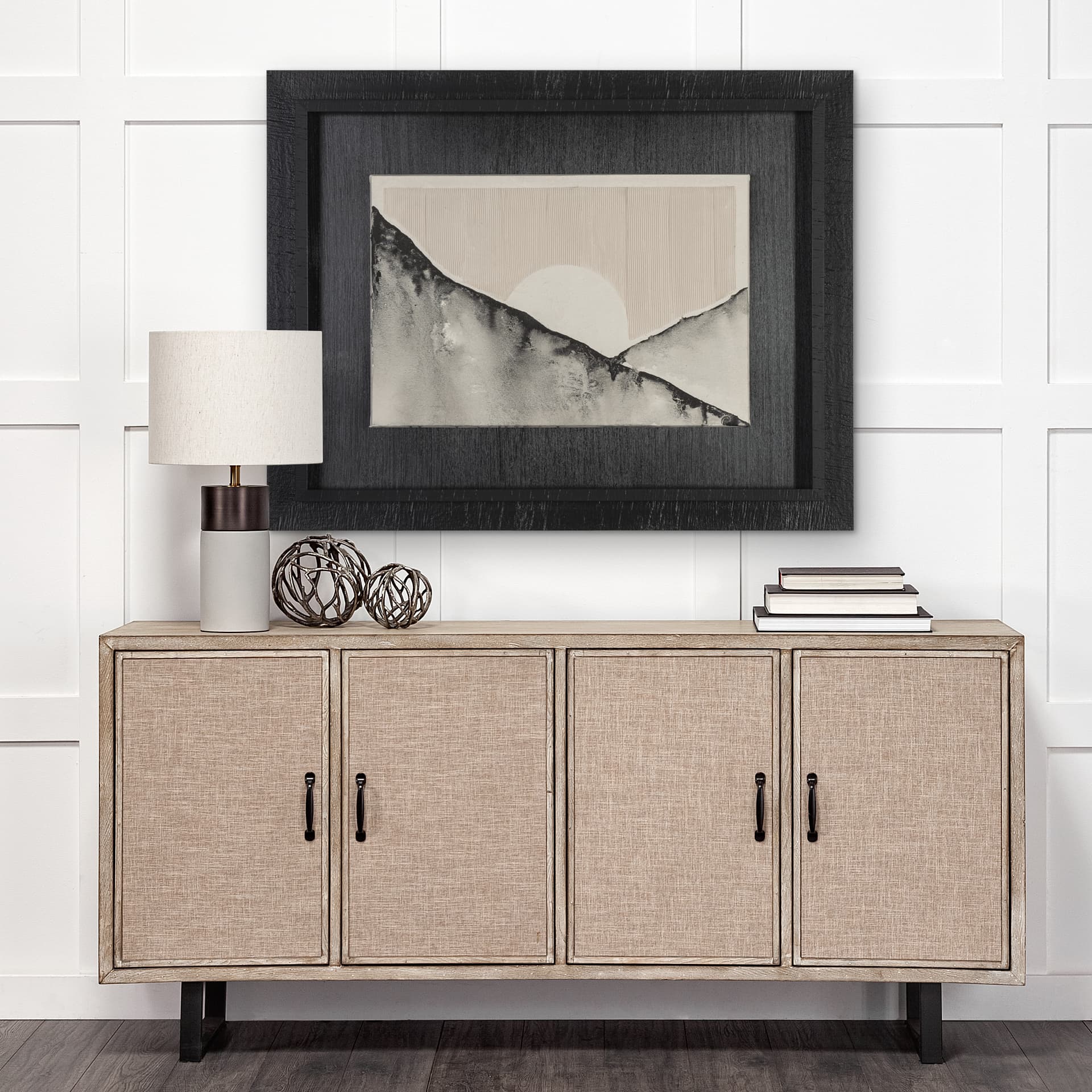 Sunrise L by Studio M a handmade Original Framed Artwork under Glass — in a styled room