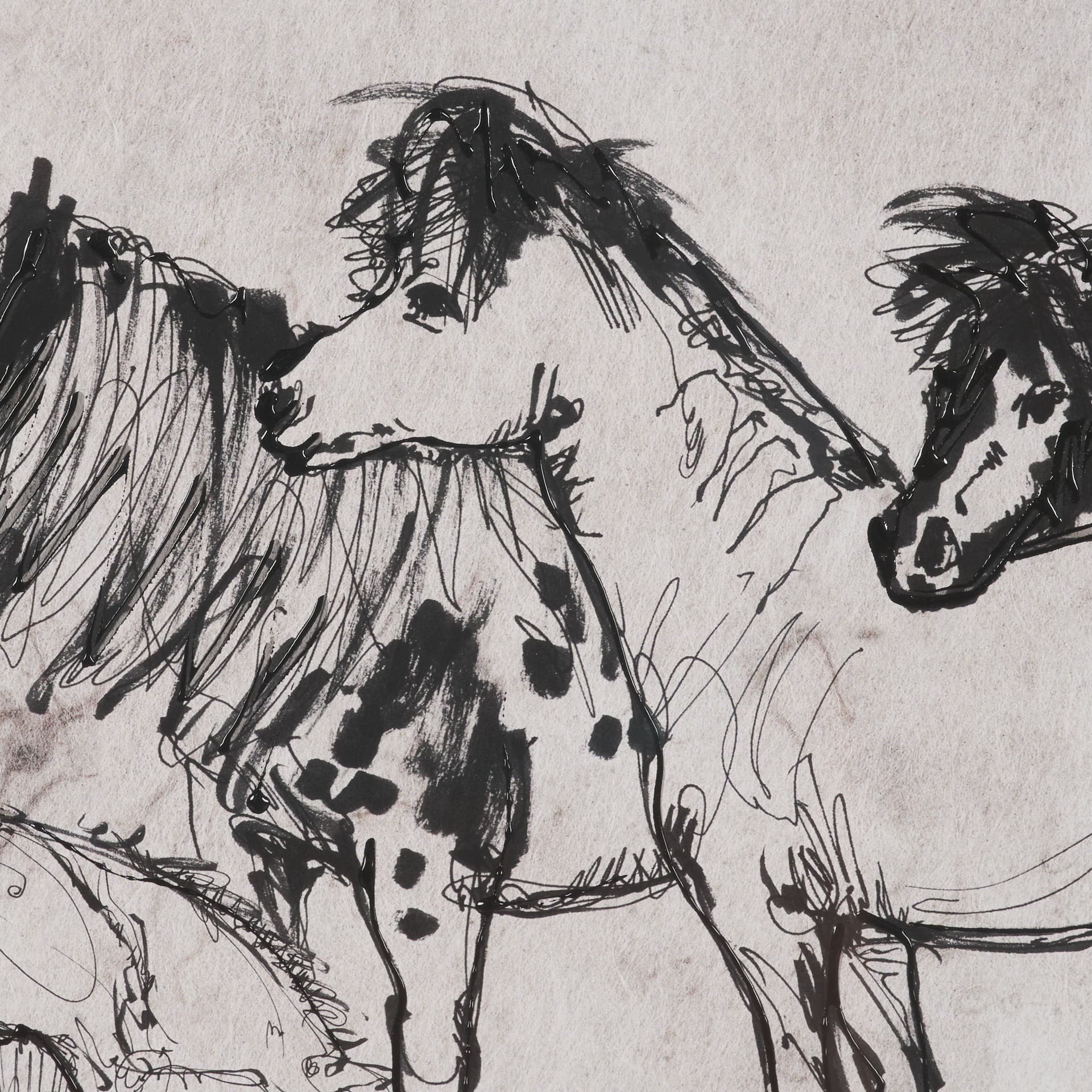 Pony Sketches II by Mercana Studio Hand-Embellished Framed Artwork Matted under Glass — product photograph