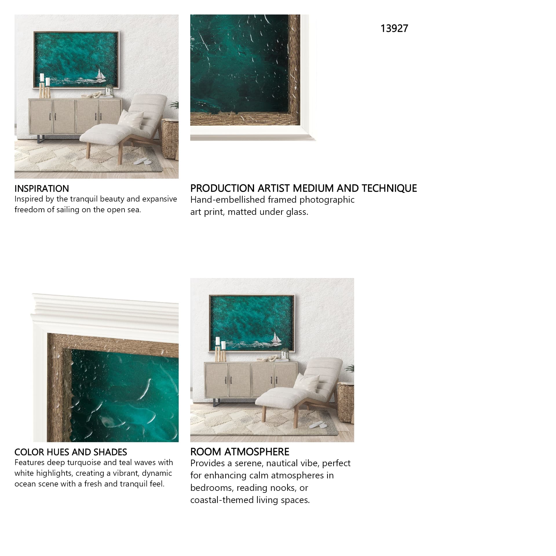 Hobie Sailing by Mercana Studio a Hand Embellished Textured Framed Photo Art Print Matted under Glas — in a styled room