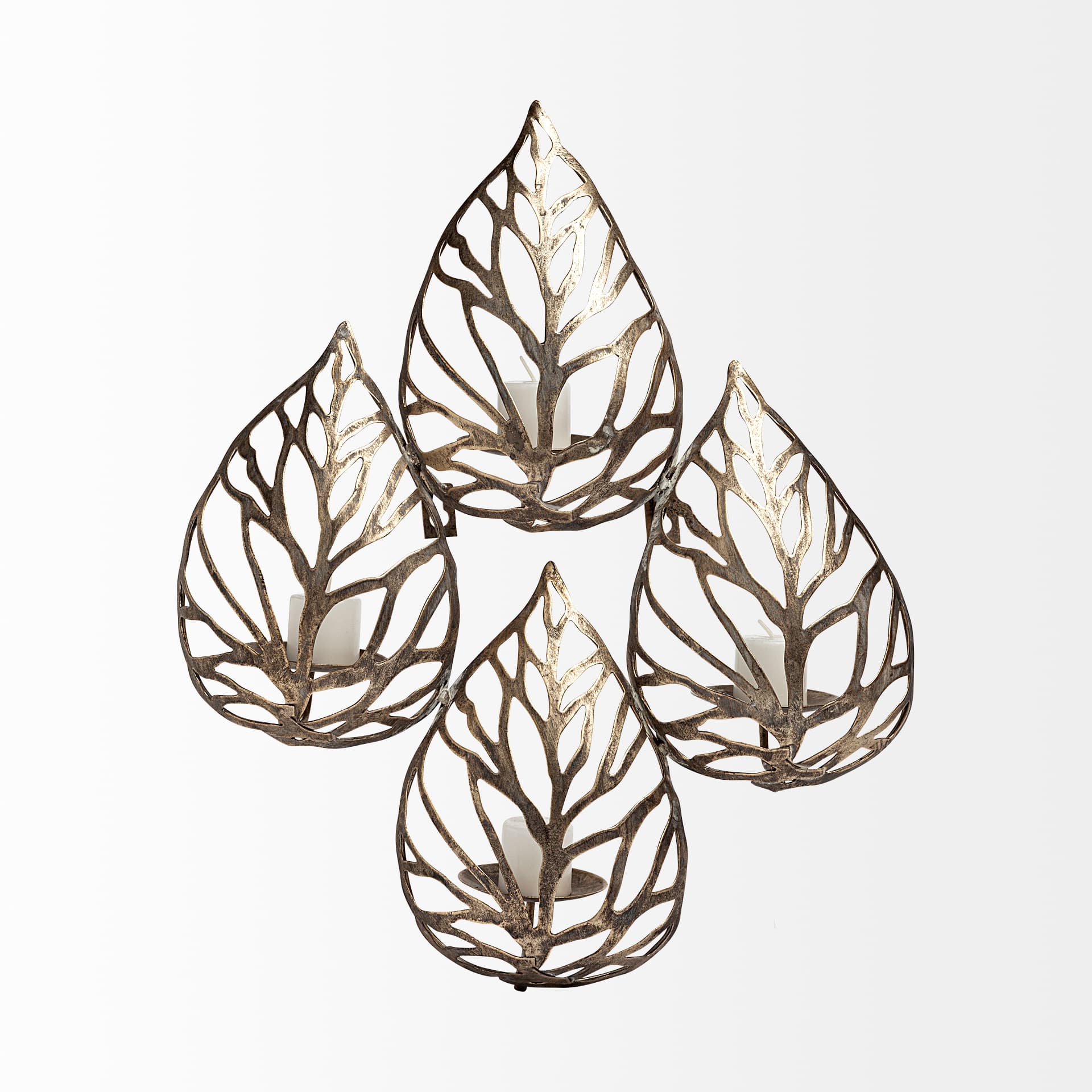 Lana II Set of 4 Champagne toned Wall Candle Holders — product photograph