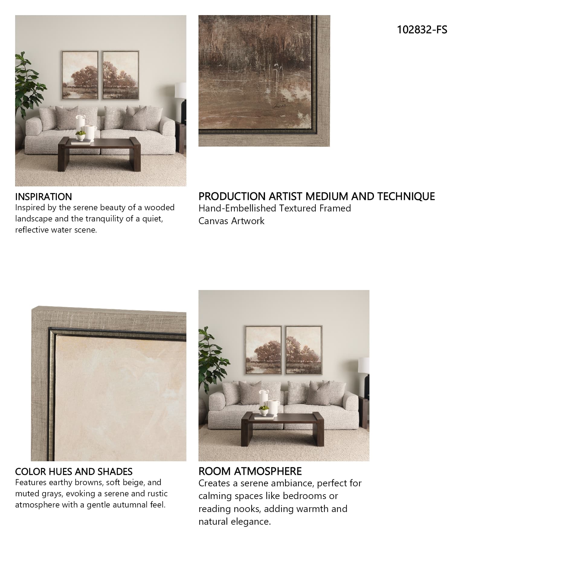 Calm Horizon I by Mercana Studio Hand-Embellished Textured Framed Canvas Artwork — in a styled room