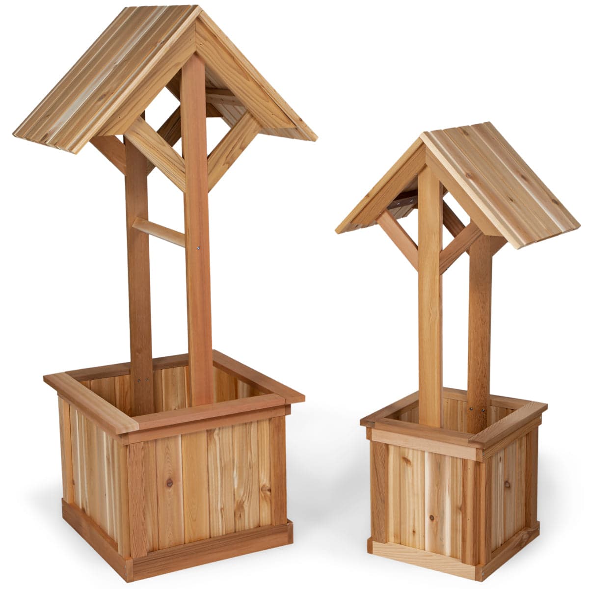 4-Ft Wishing Well Cedar Planter Box — product photograph